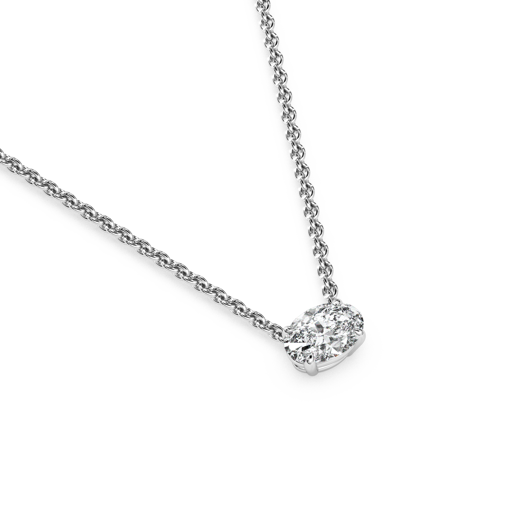 Solitaire Oval Diamond Pendant (16 Inch / 0.5 TCW)