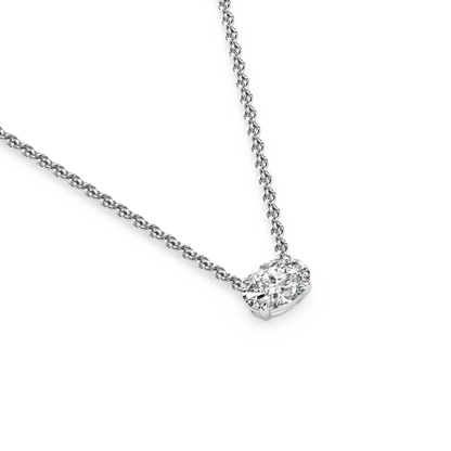 Solitaire Oval Diamond Pendant (16 Inch / 0.5 TCW)