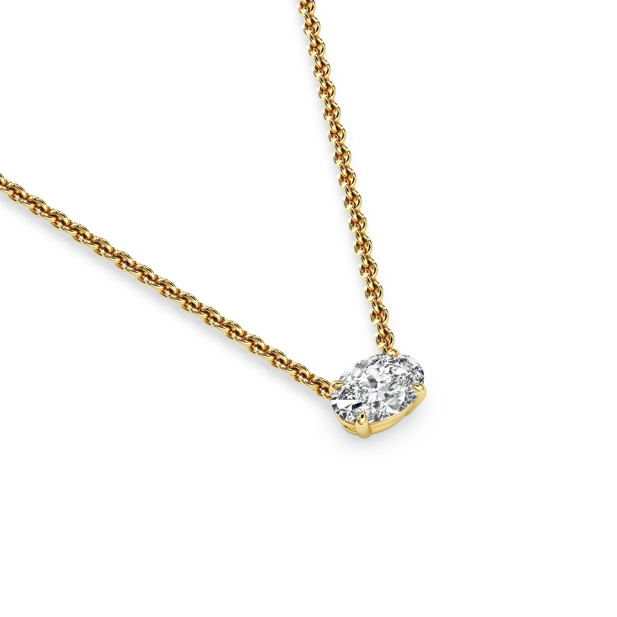 Solitaire Oval Diamond Pendant (16 Inch / 0.5 TCW)