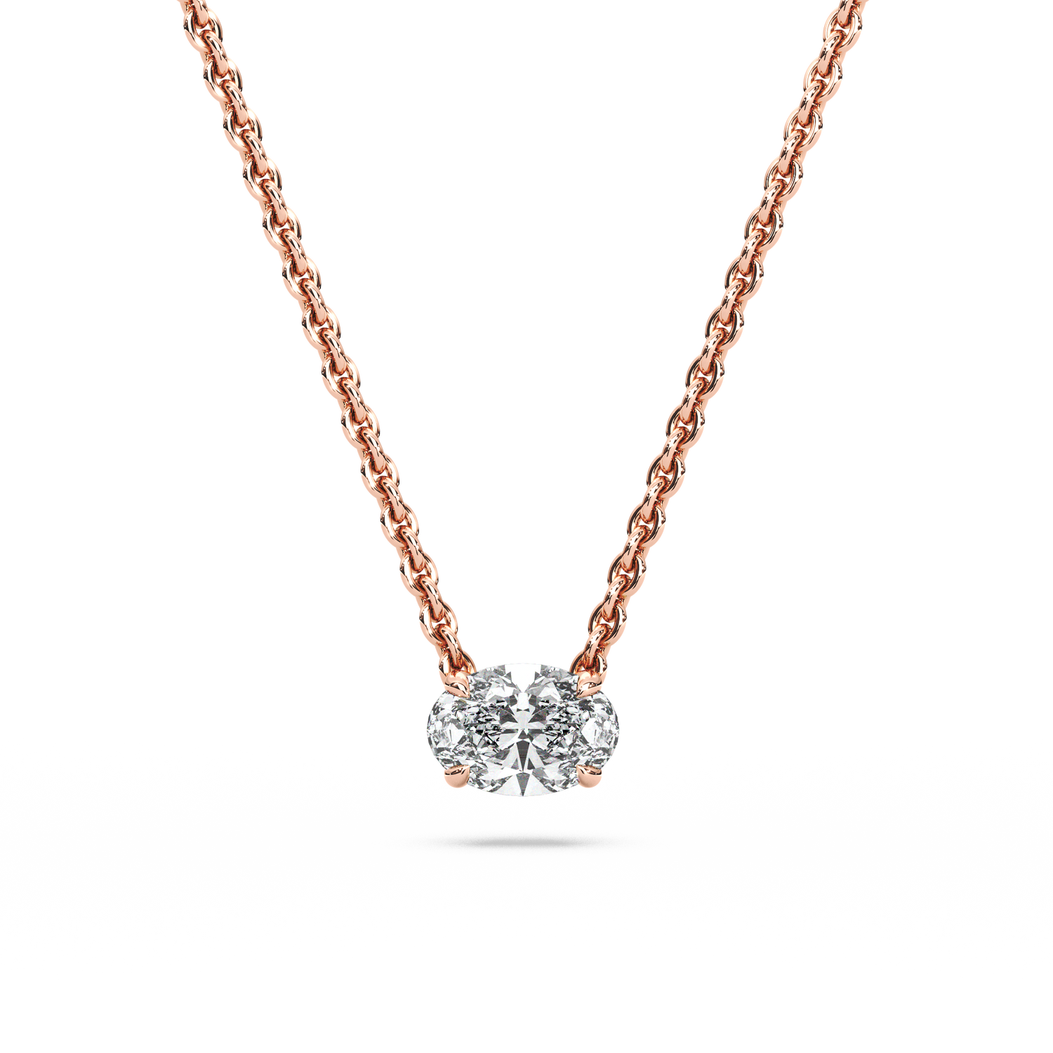 Solitaire Oval Diamond Pendant (16 Inch / 0.5 TCW)