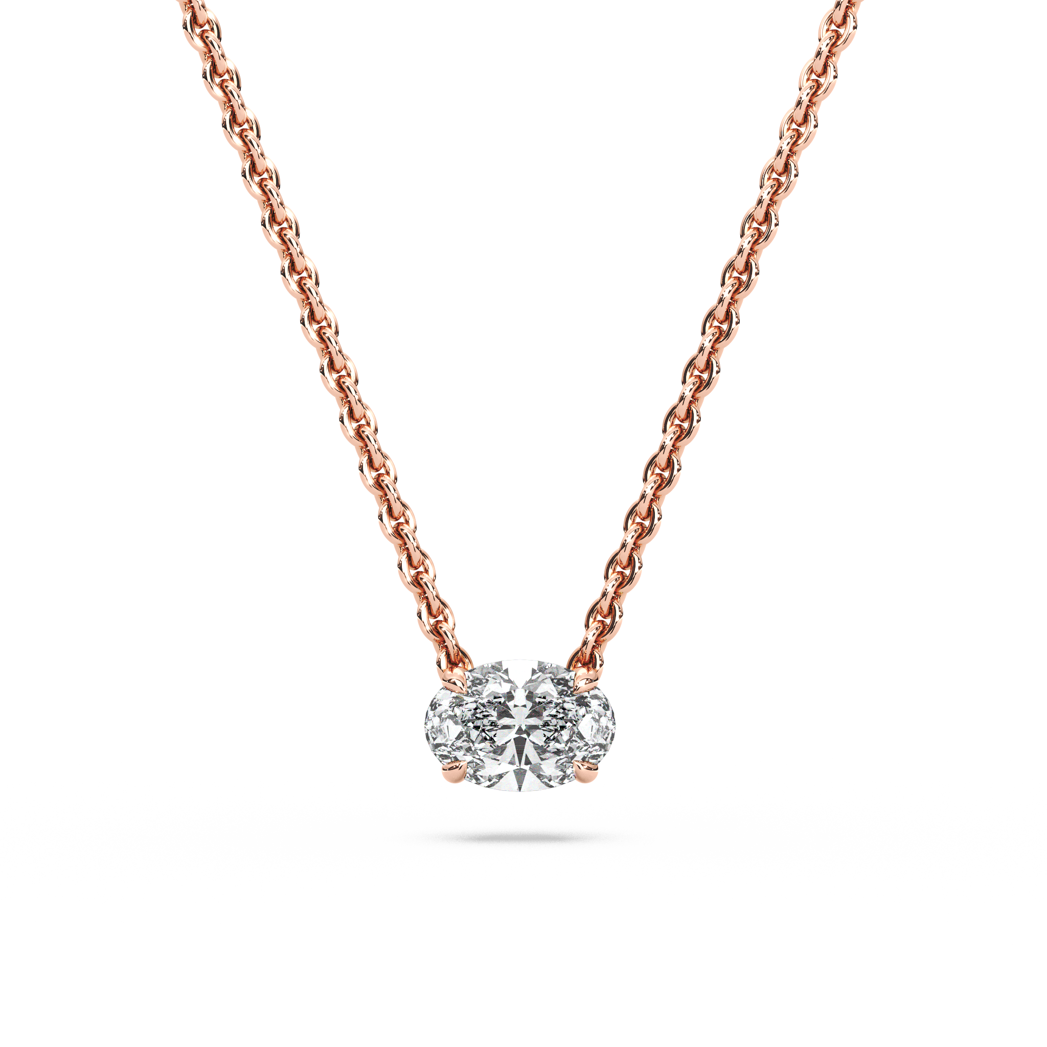 Solitaire Oval Diamond Pendant (16 Inch / 0.5 TCW)