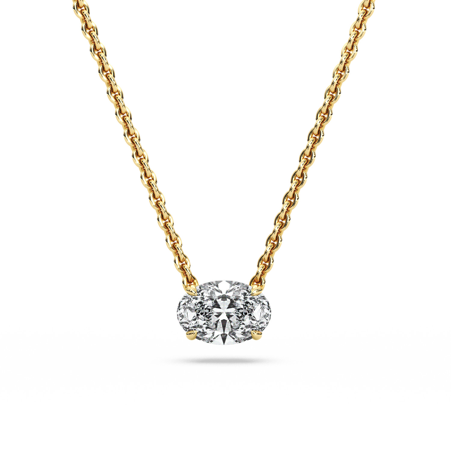 Solitaire Oval Diamond Pendant (18 Inch / 0.75 TCW)