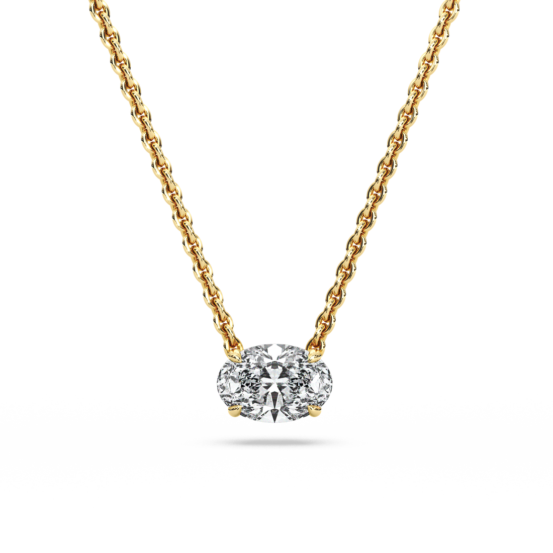 Solitaire Oval Diamond Pendant (18 Inch / 0.75 TCW)