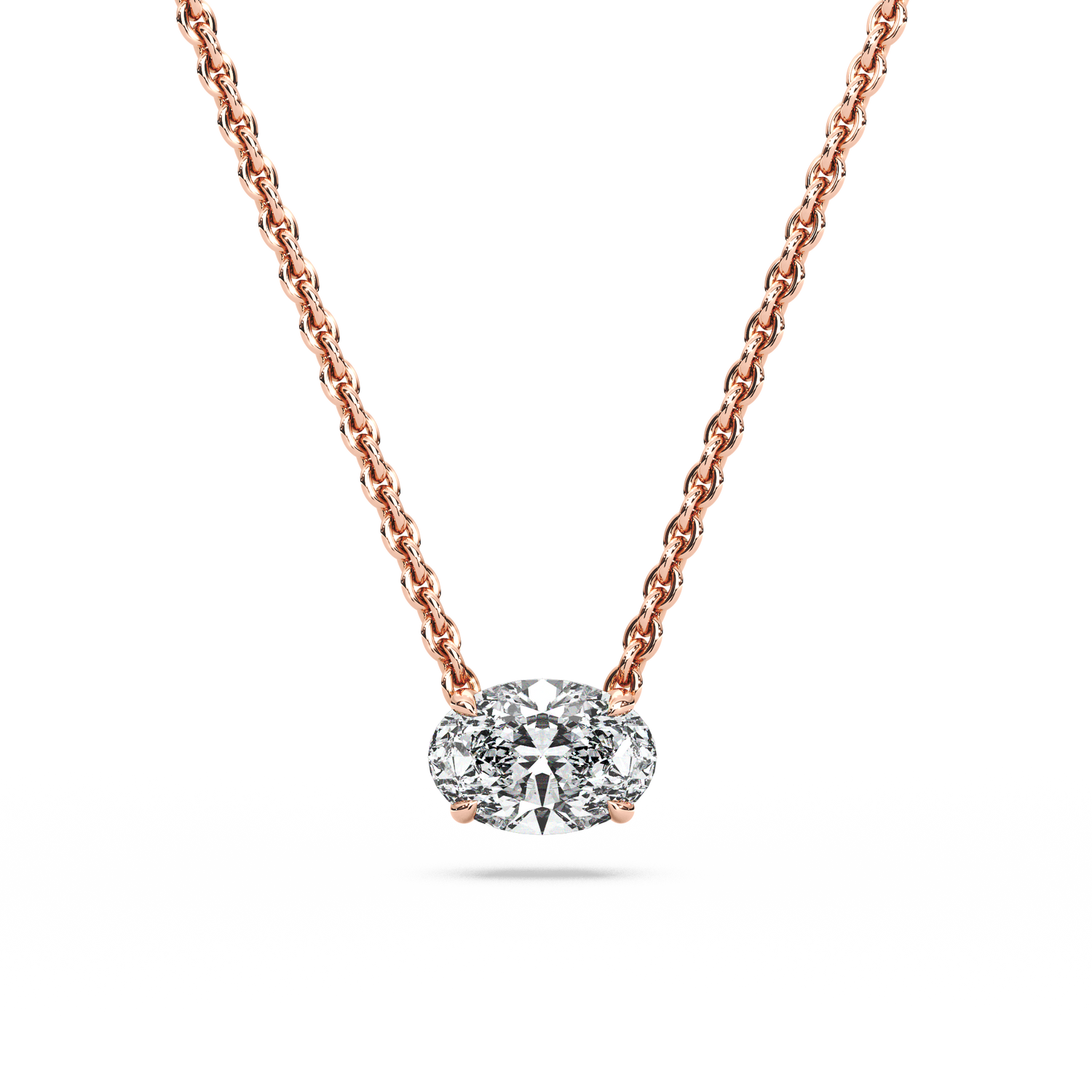 Solitaire Oval Diamond Pendant (18 Inch / 0.75 TCW)