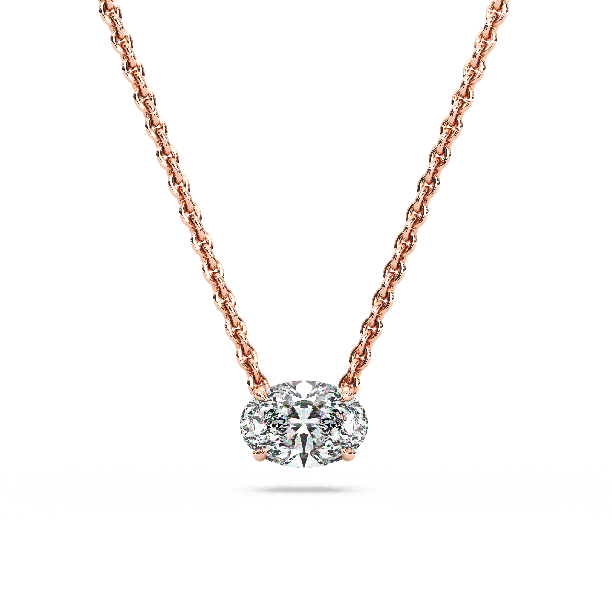 Solitaire Oval Diamond Pendant (18 Inch / 0.75 TCW)