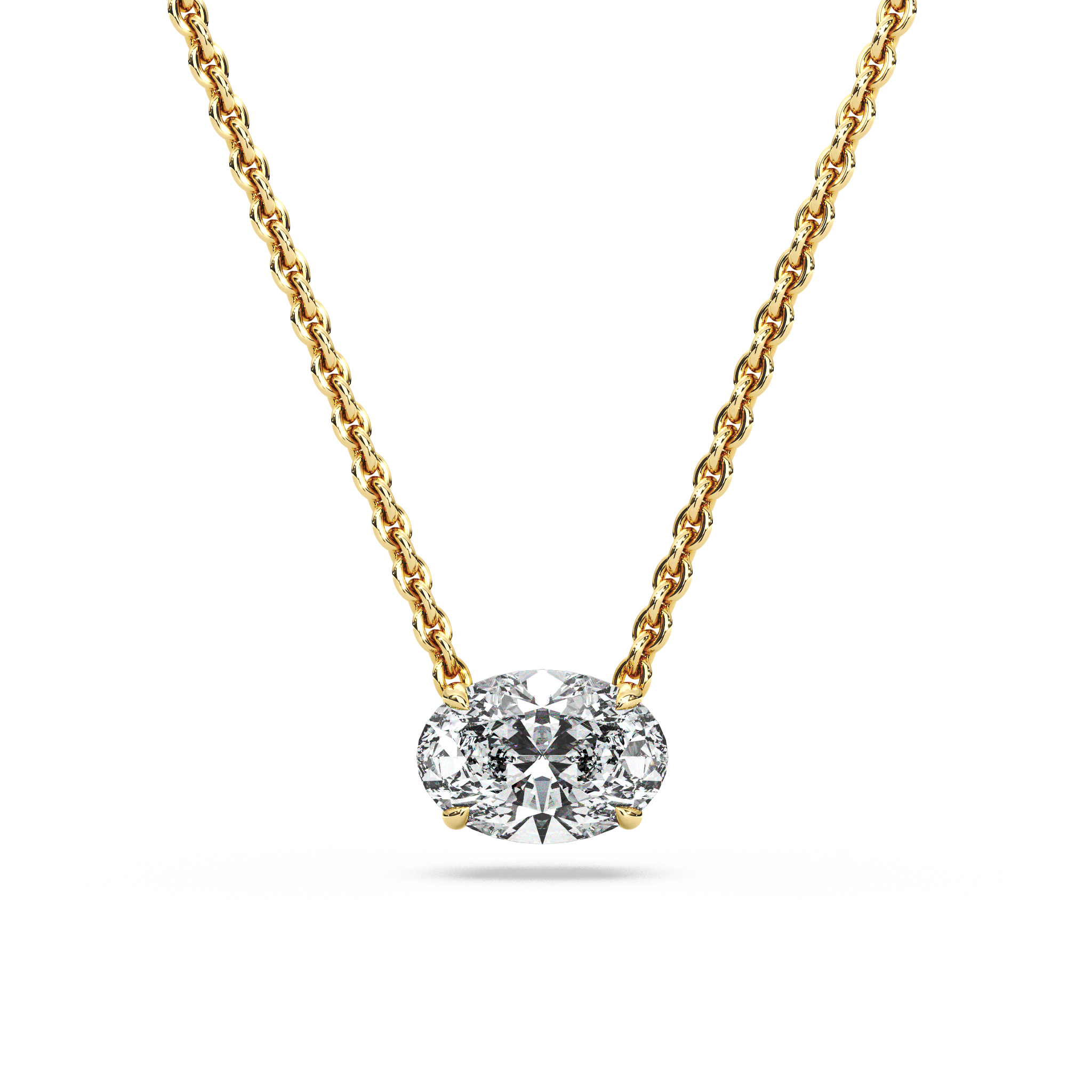 Solitaire Oval Diamond Pendant (16 Inch / 1 TCW)