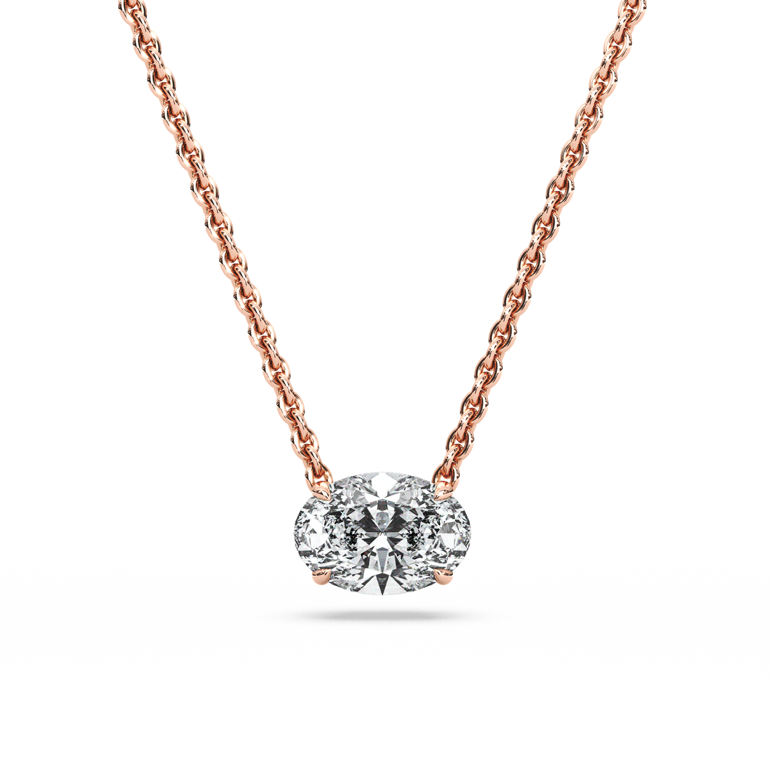 Solitaire Oval Diamond Pendant (16 Inch / 1 TCW)