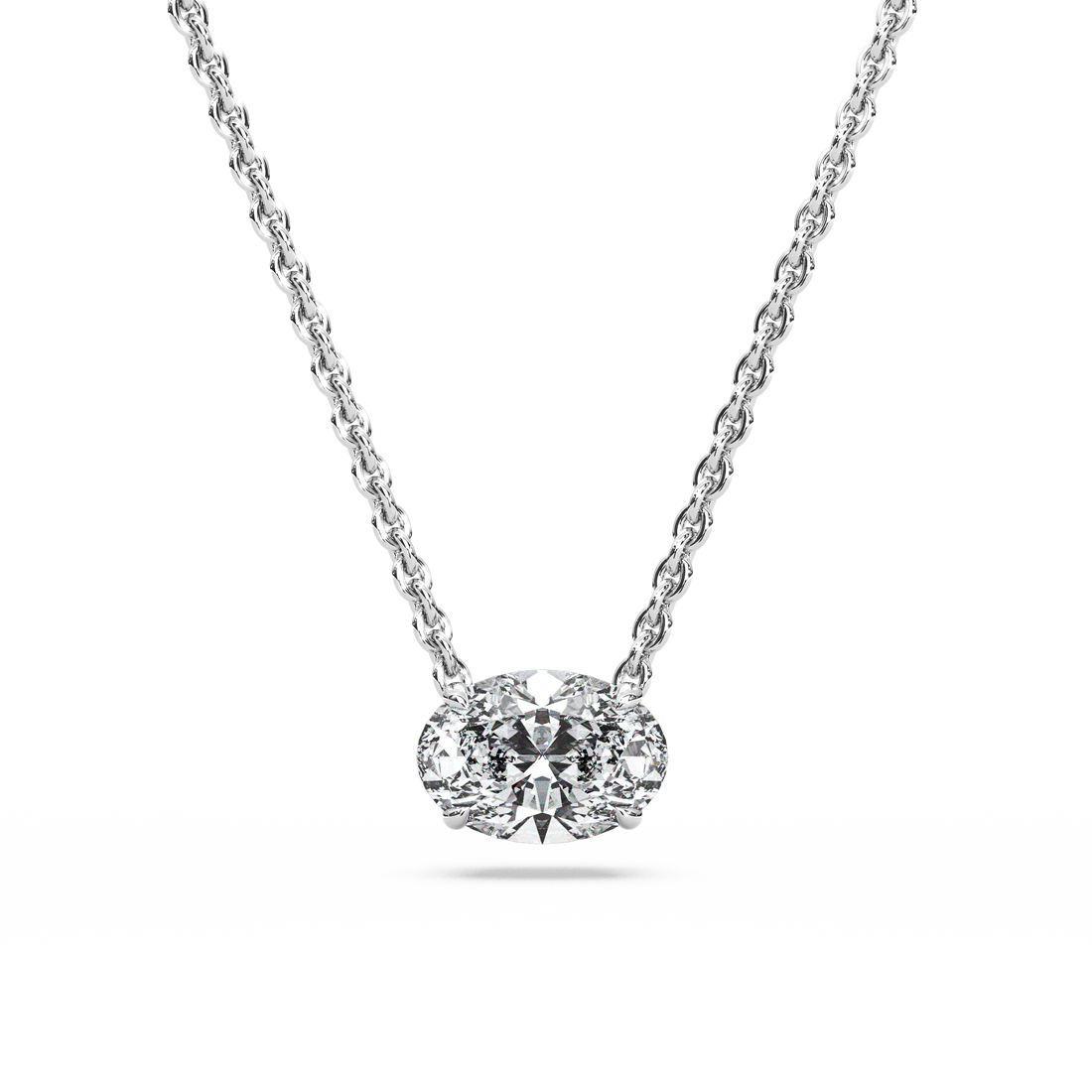 Solitaire Oval Diamond Pendant (16 Inch / 1 TCW)