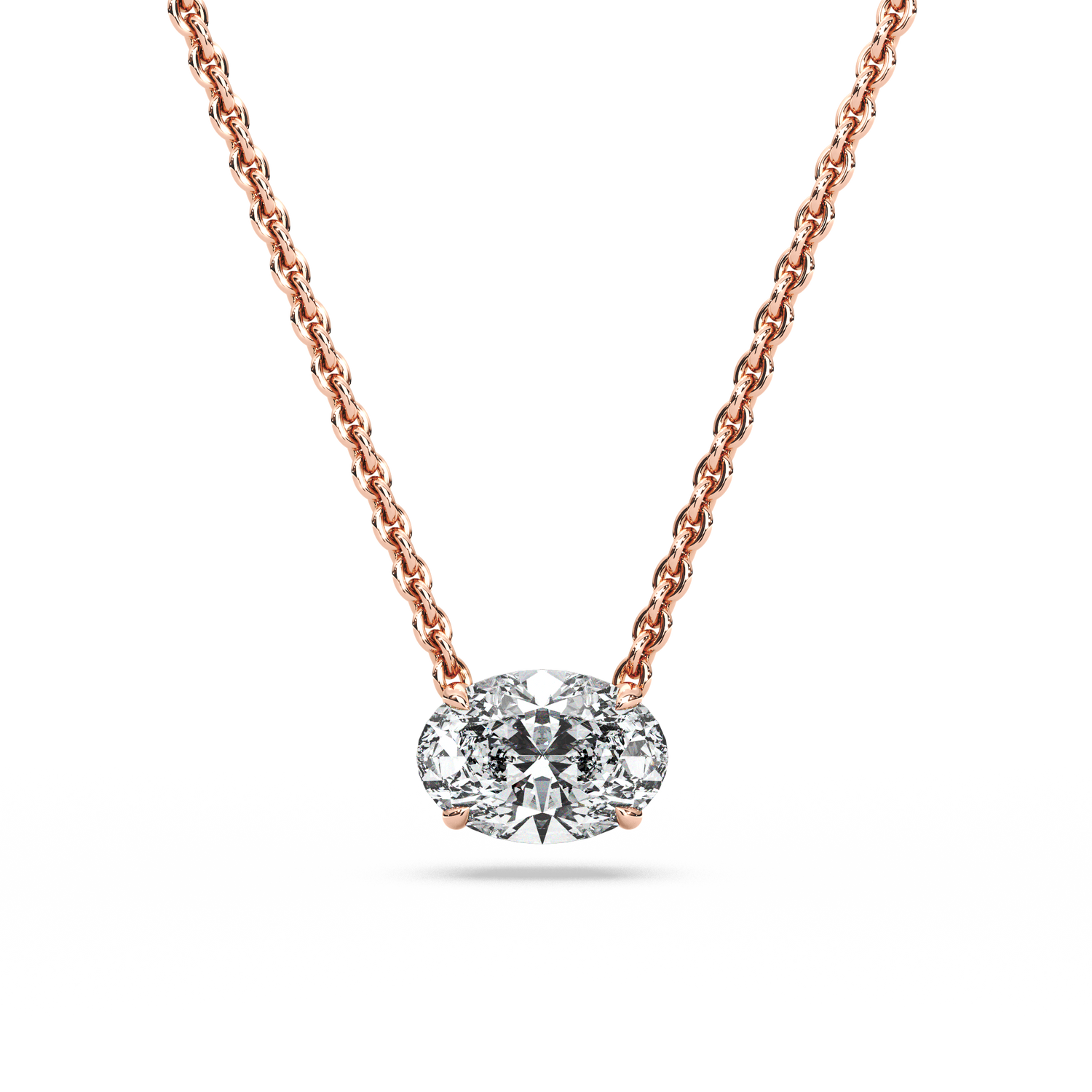 Solitaire Oval Diamond Pendant (16 Inch / 1 TCW)