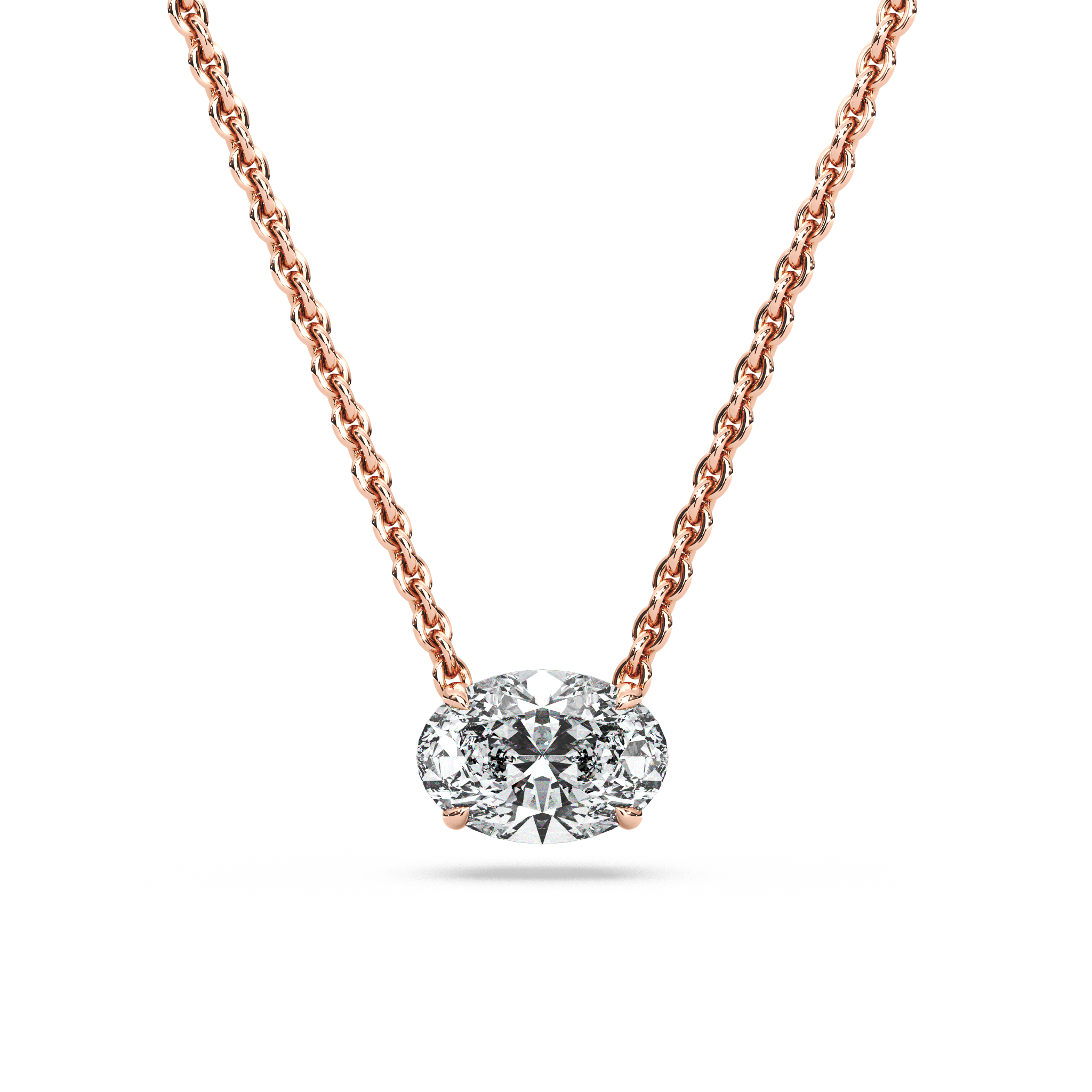 Solitaire Oval Diamond Pendant (18 Inch / 1 TCW)