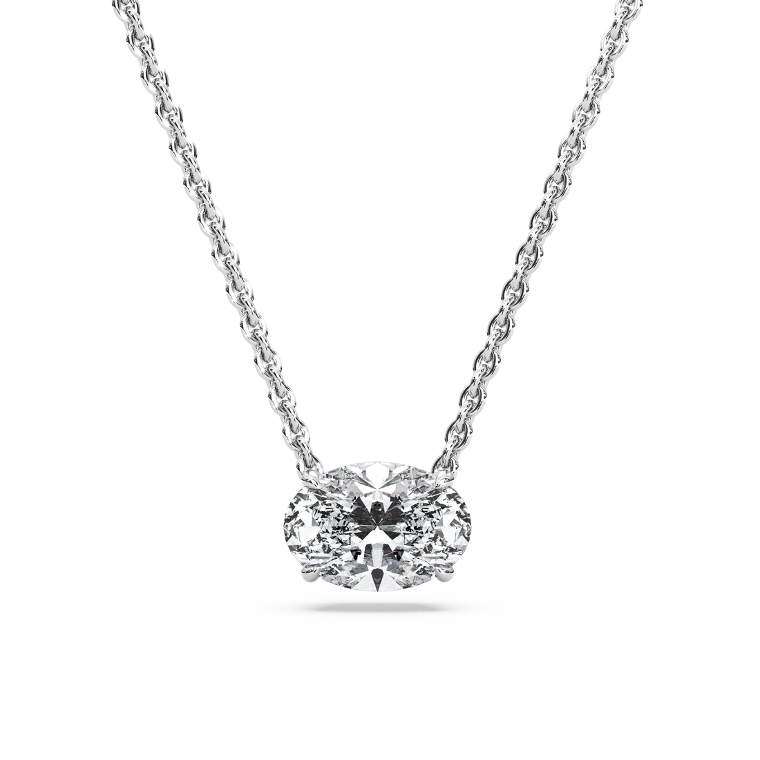 Solitaire Oval Diamond Pendant (16 Inch / 1.25 TCW)