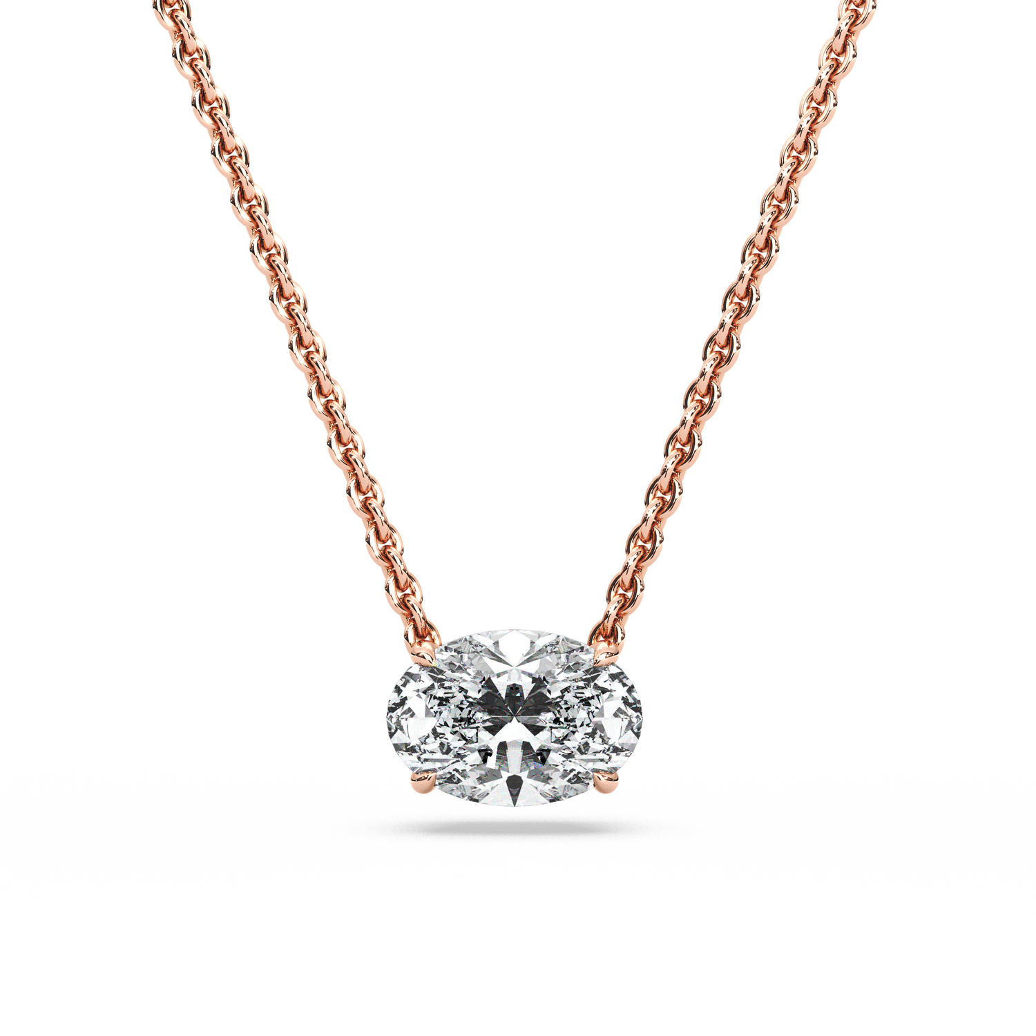 Solitaire Oval Diamond Pendant (16 Inch / 1.25 TCW)