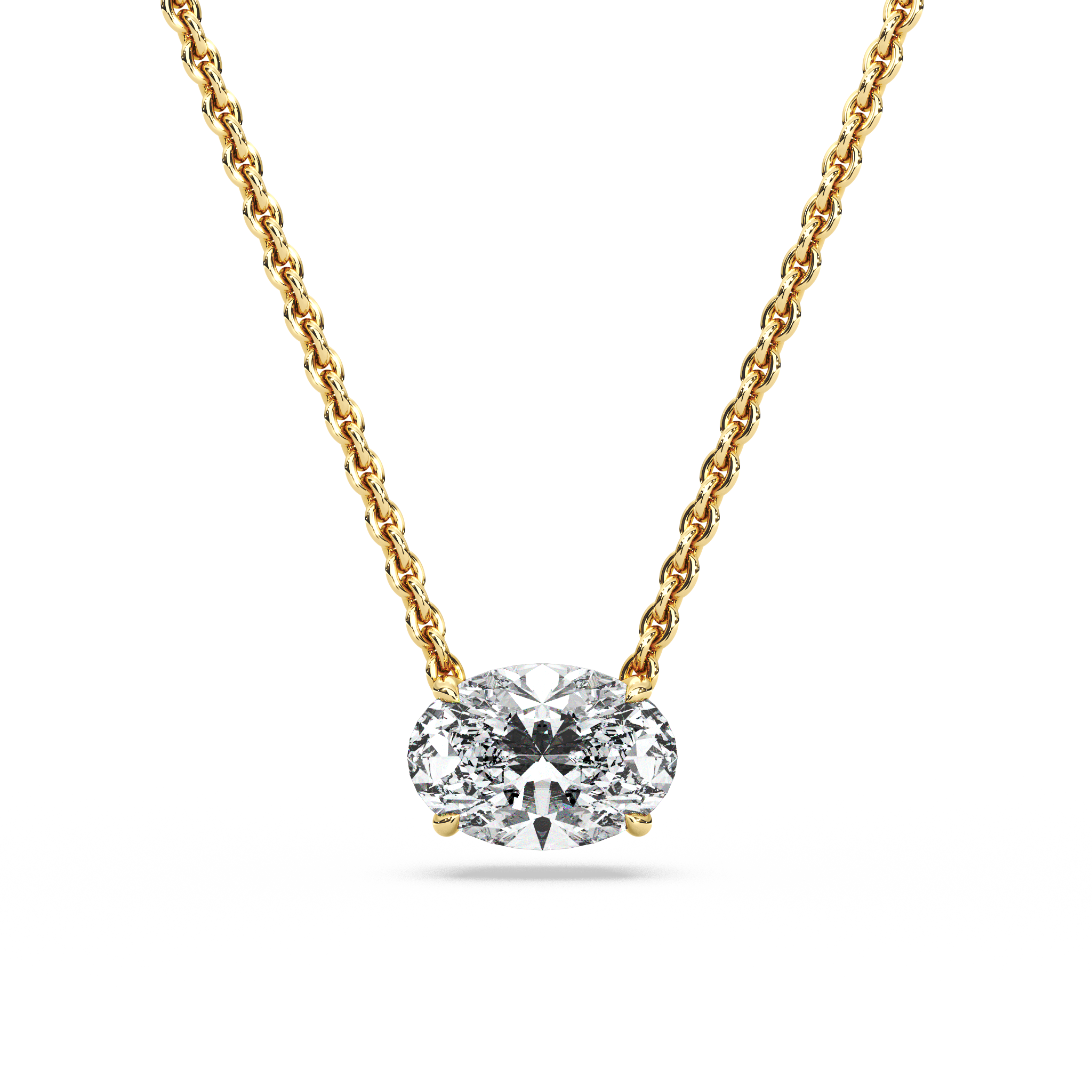 Solitaire Oval Diamond Pendant (18 Inch / 1.25 TCW)