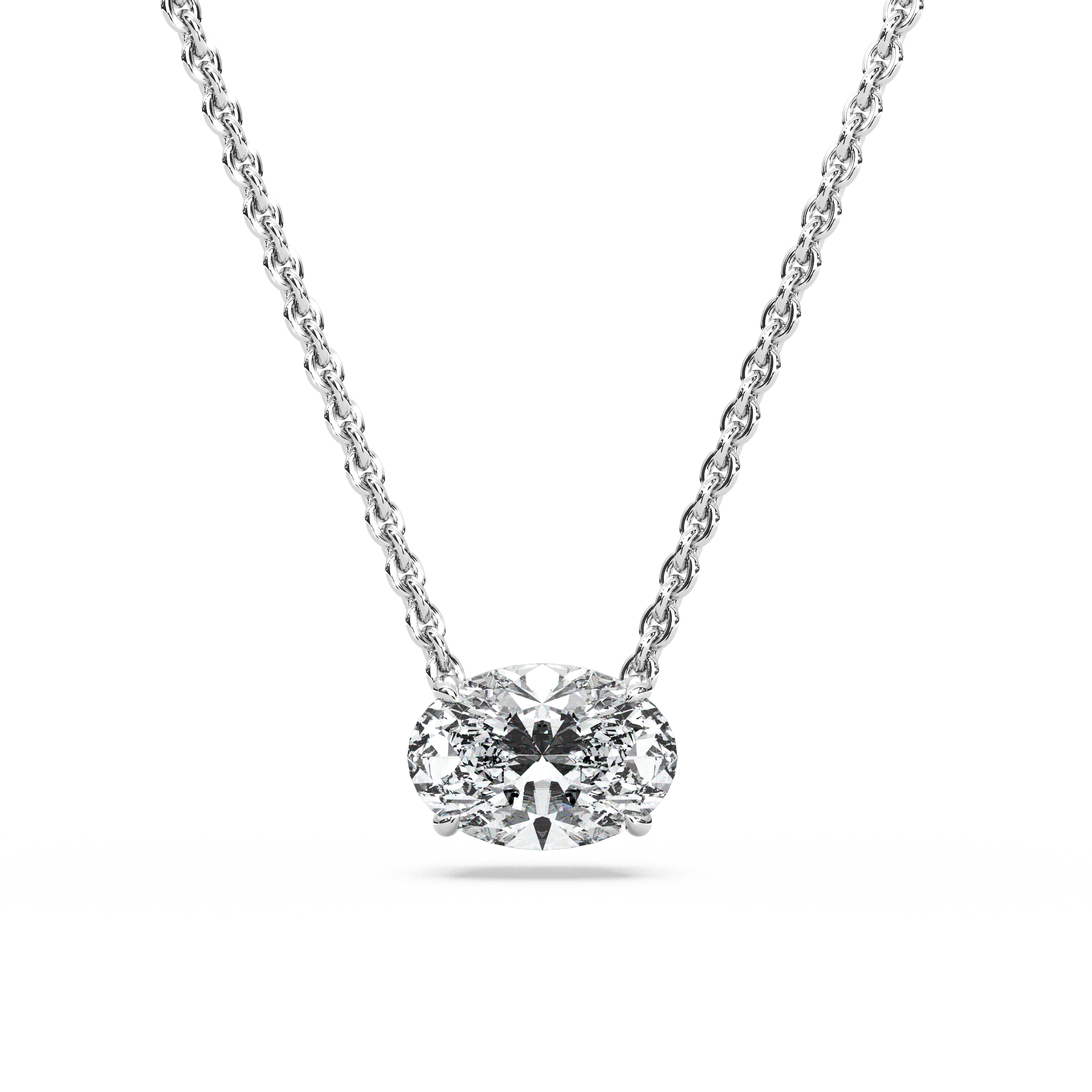 Solitaire Oval Diamond Pendant (16 Inch / 1.25 TCW)