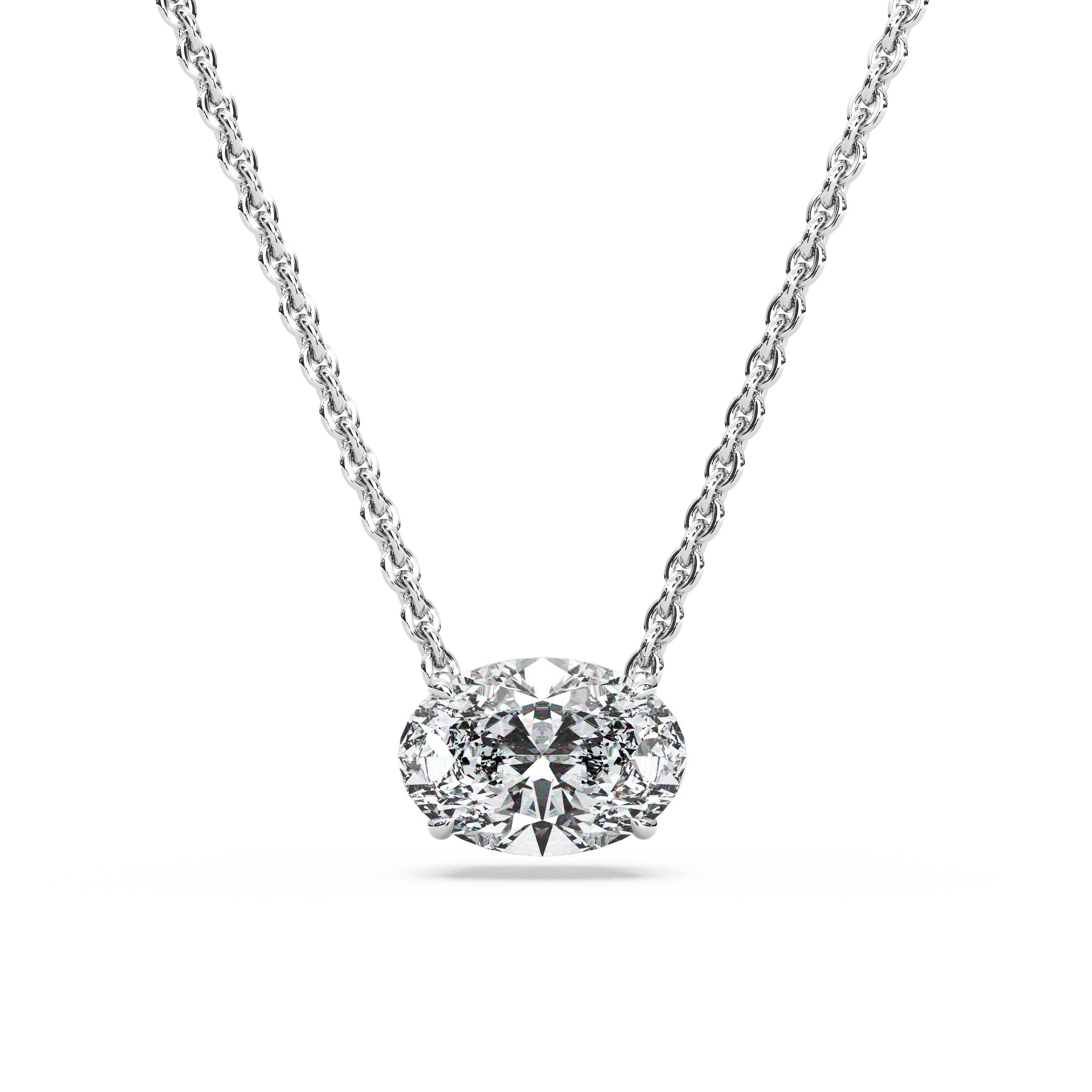 Solitaire Oval Diamond Pendant (16 Inch / 1.5 TCW)