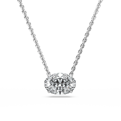 Solitaire Oval Diamond Pendant (16 Inch / 1.5 TCW)