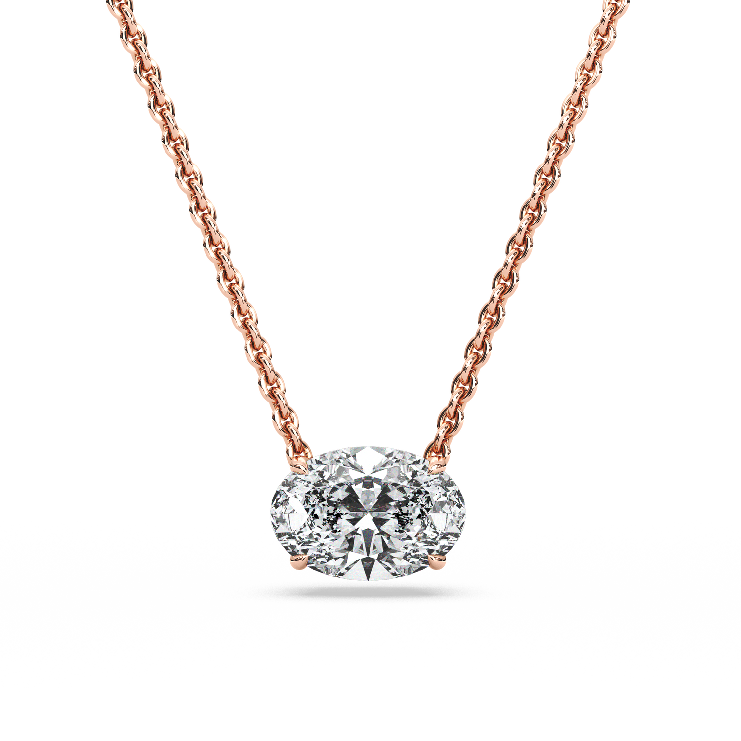 Solitaire Oval Diamond Pendant (18 Inch / 1.5 TCW)