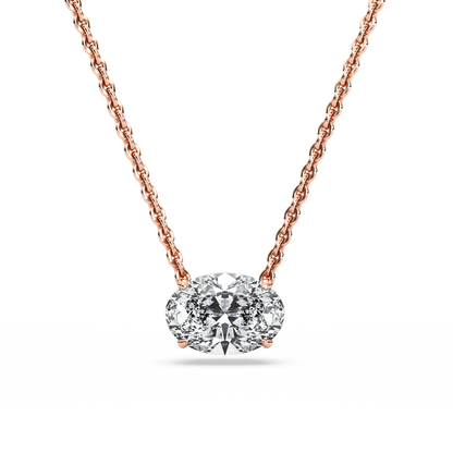 Solitaire Oval Diamond Pendant (18 Inch / 1.5 TCW)