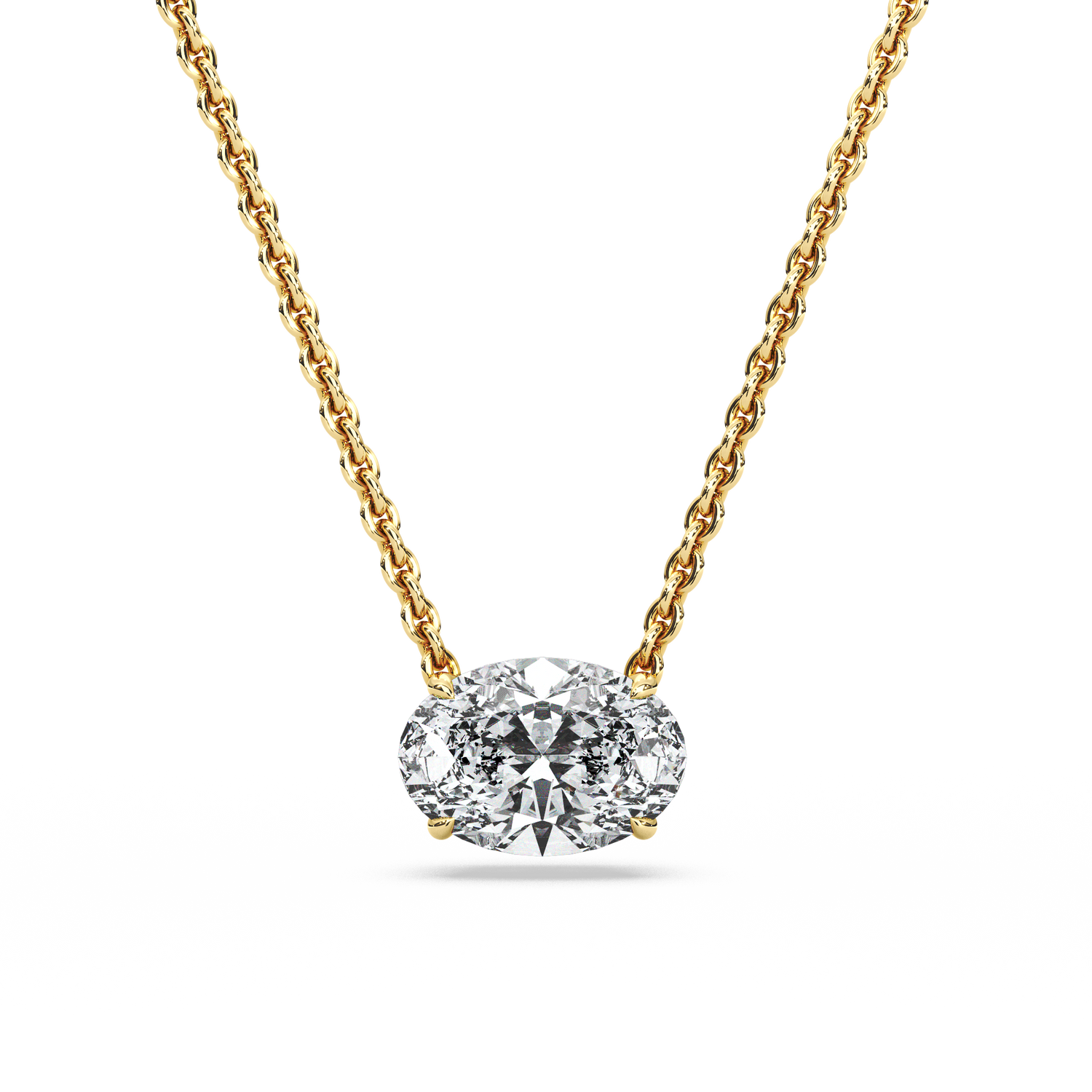 Solitaire Oval Diamond Pendant (16 Inch / 1.5 TCW)