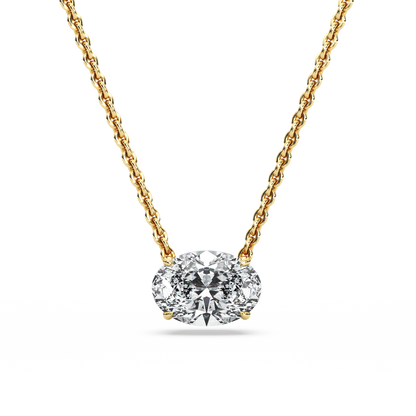 Solitaire Oval Diamond Pendant (16 Inch / 1.5 TCW)