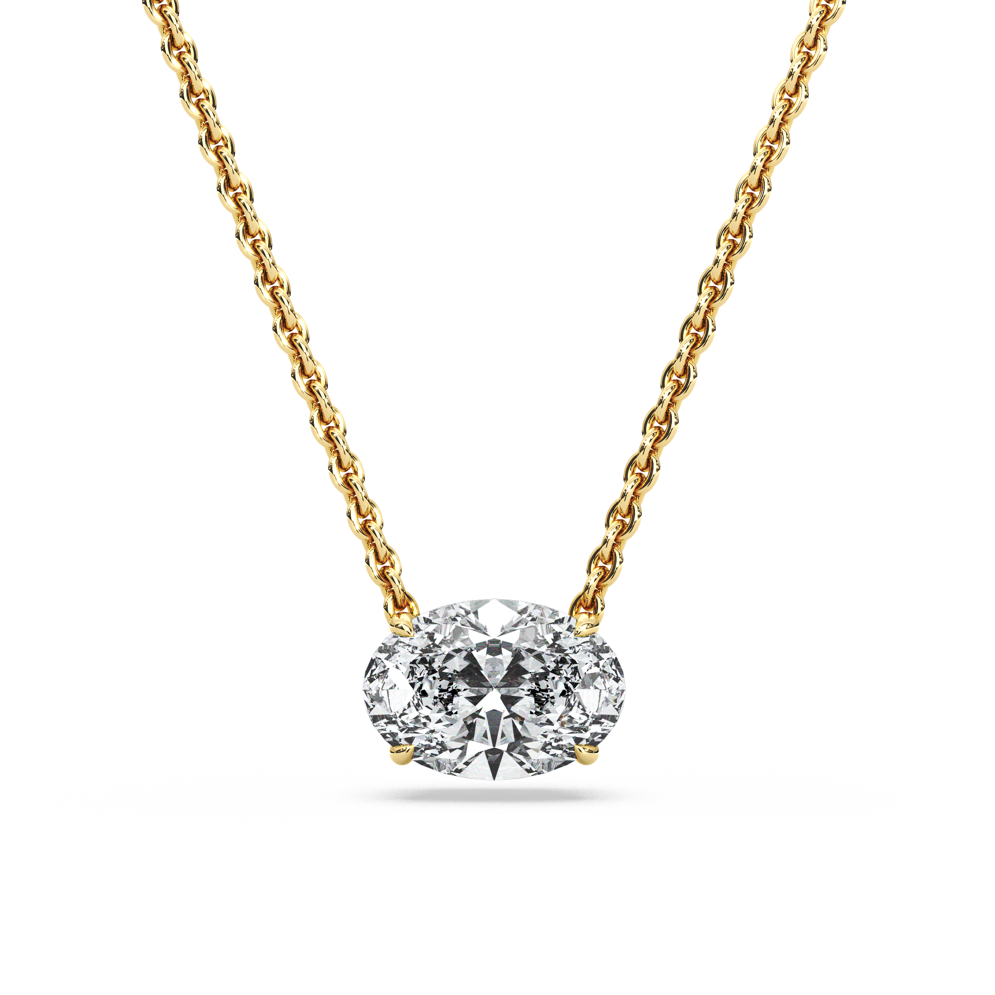 Solitaire Oval Diamond Pendant (18 Inch / 1.5 TCW)