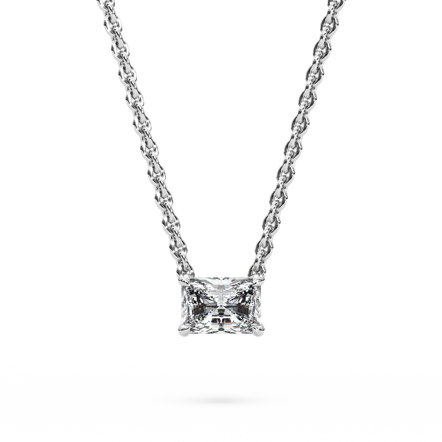 Solitaire Radiant Diamond Pendant (16 Inch / 0.5 TCW)