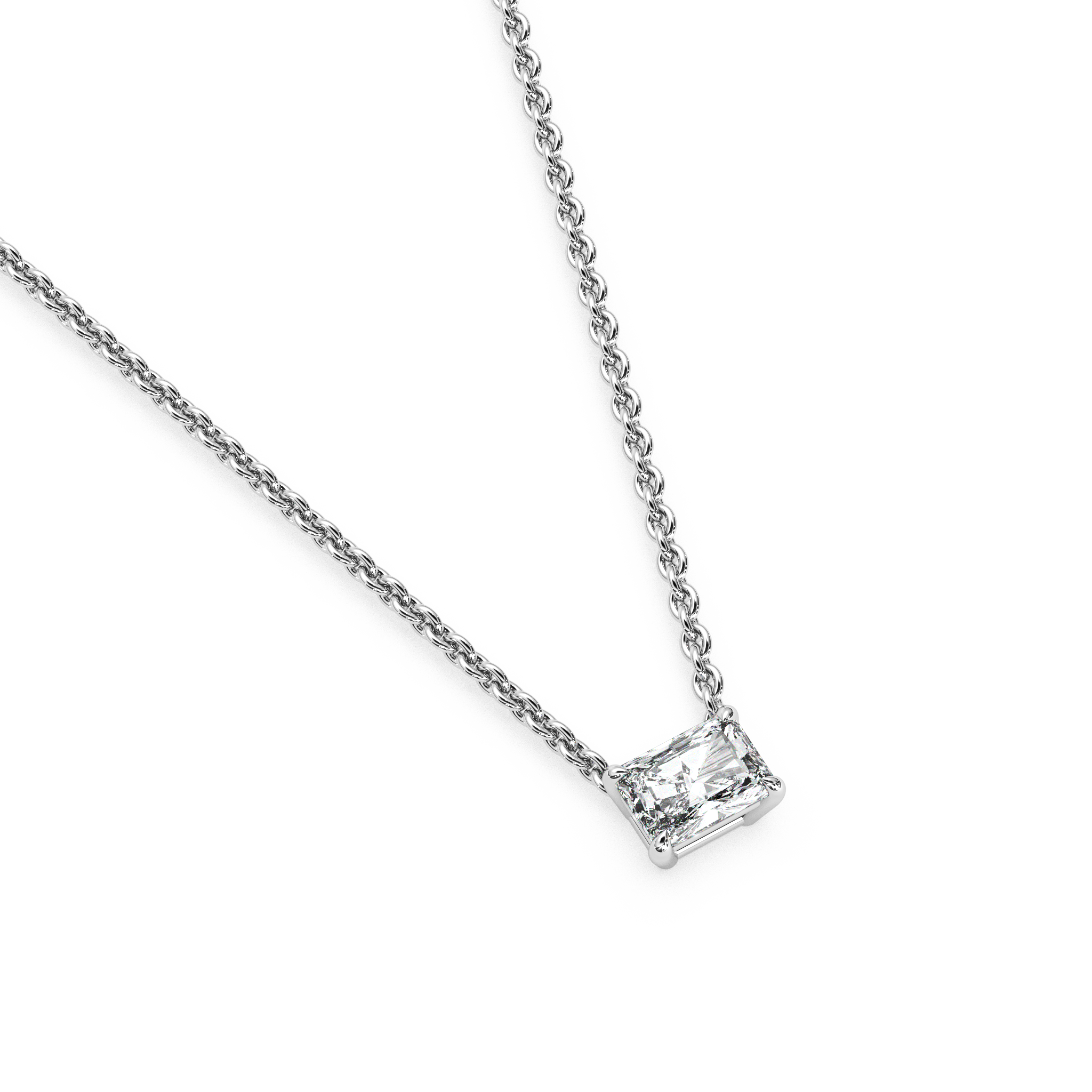 Solitaire Radiant Diamond Pendant (16 Inch / 0.5 TCW)