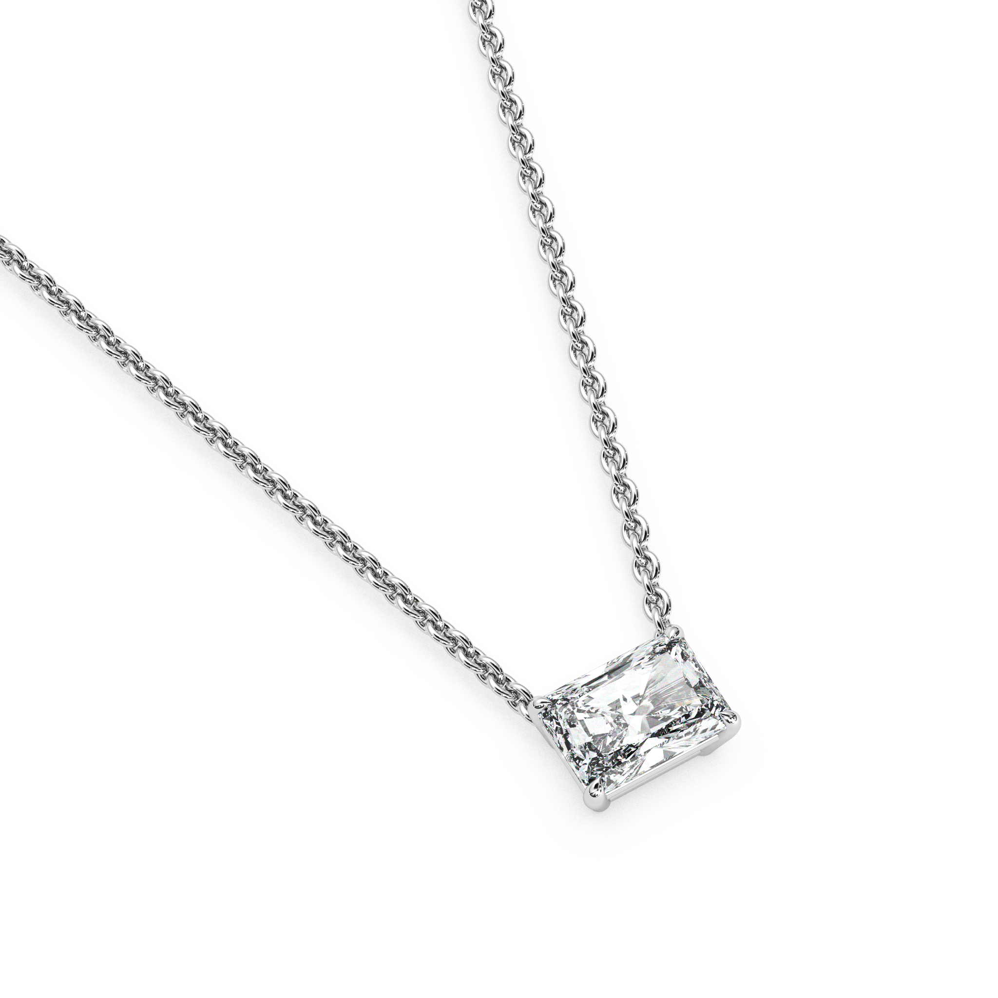 Solitaire Radiant Diamond Pendant (16 Inch / 1 TCW)