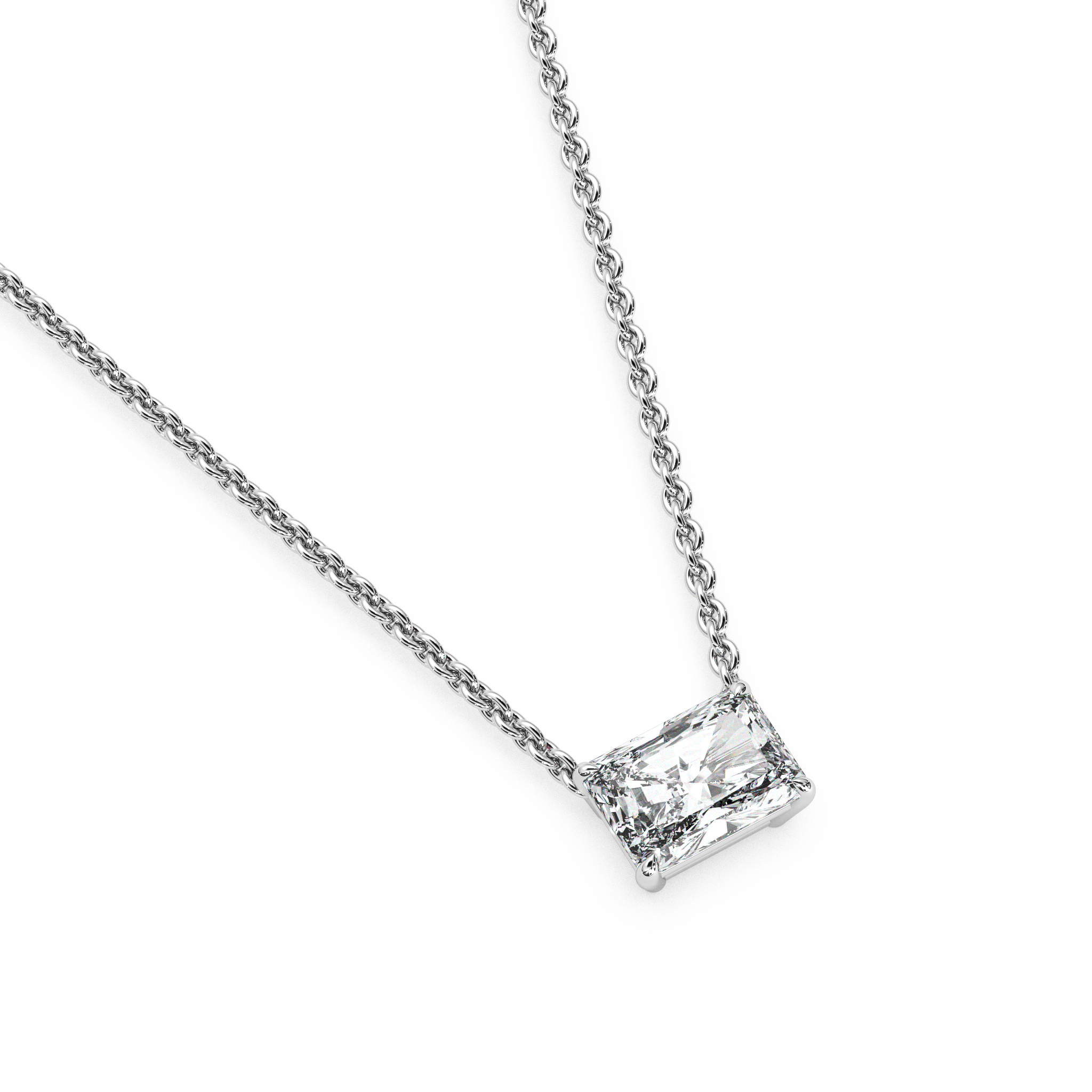 Solitaire Radiant Diamond Pendant (18 Inch / 1.25 TCW)