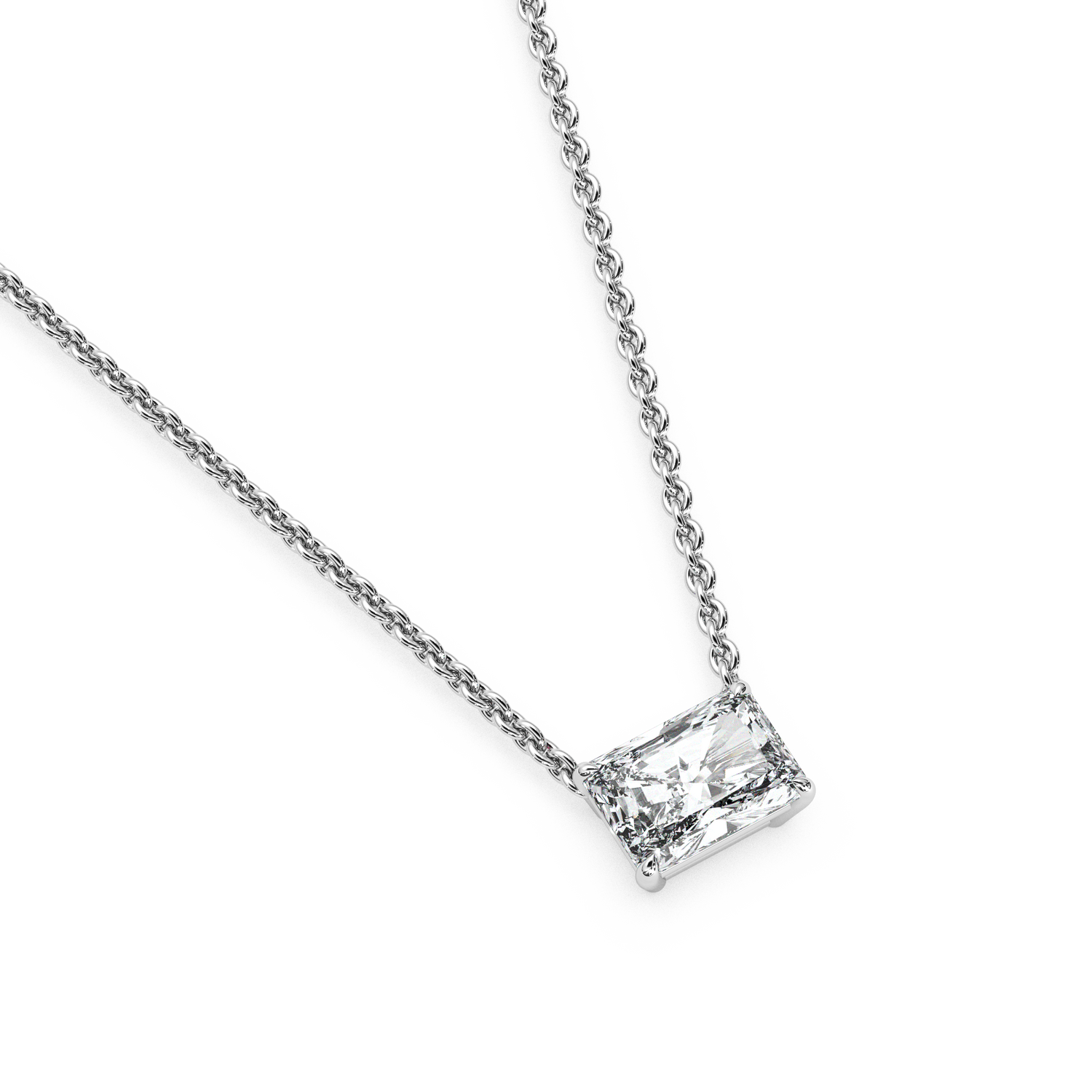 Solitaire Radiant Diamond Pendant (16 Inch / 1.25 TCW)