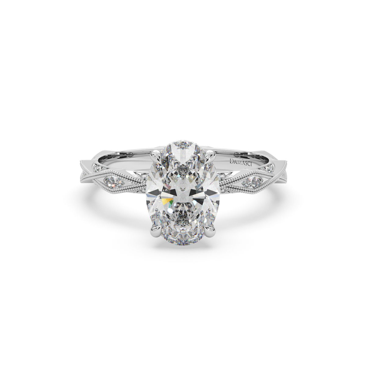 Tulip Hidden Halo Filigree Ring