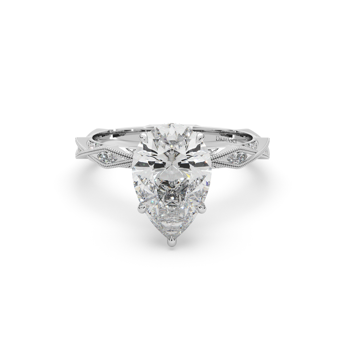 Tulip Hidden Halo Filigree Ring