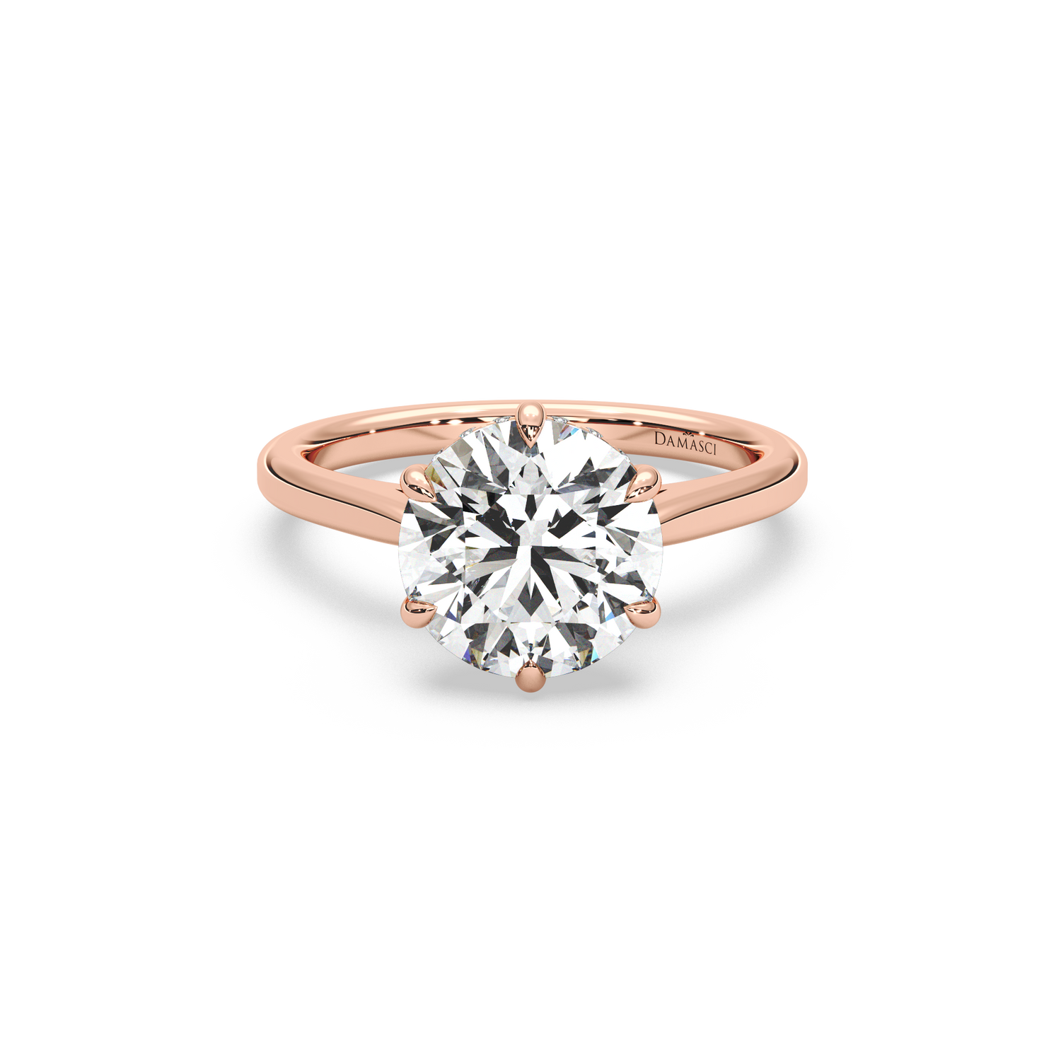 Six-Prong Hidden Halo Cathedral Ring - Round