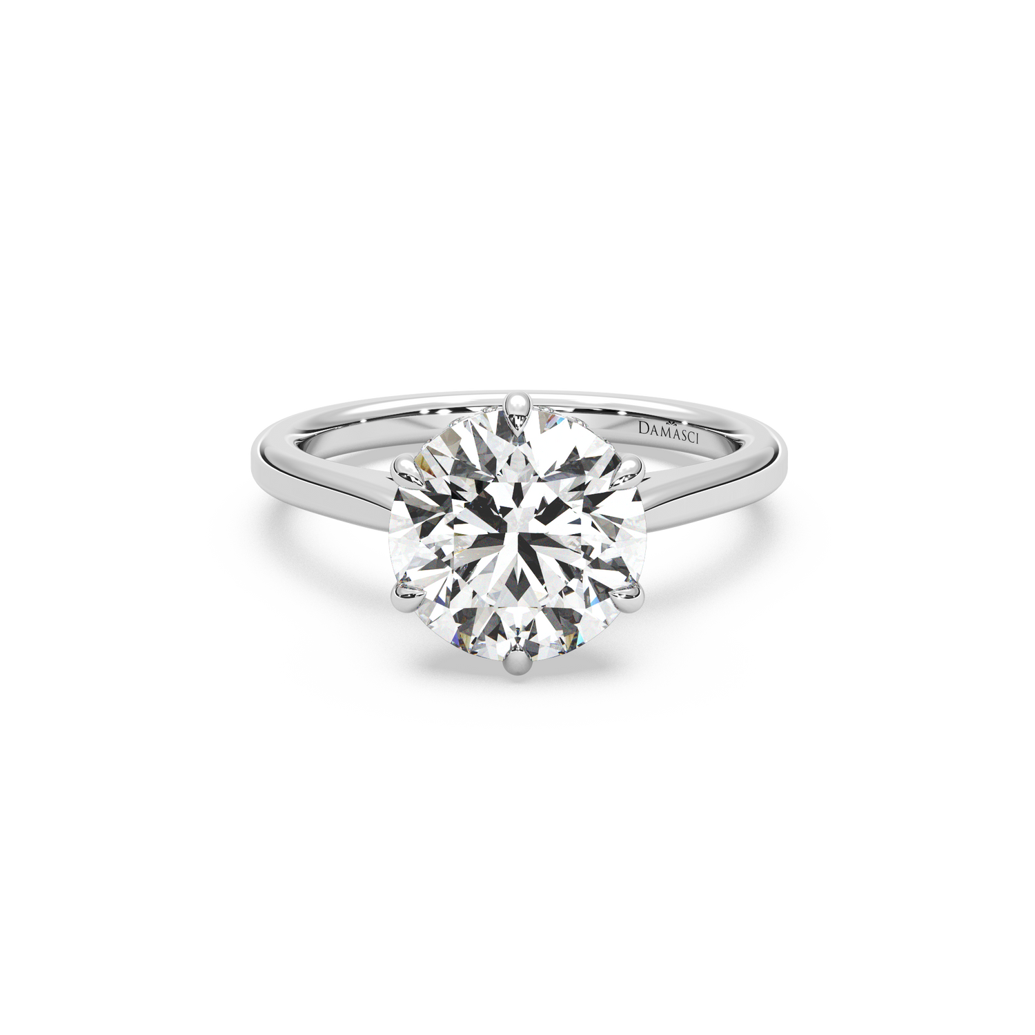 Six-Prong Hidden Halo Cathedral Ring - Round