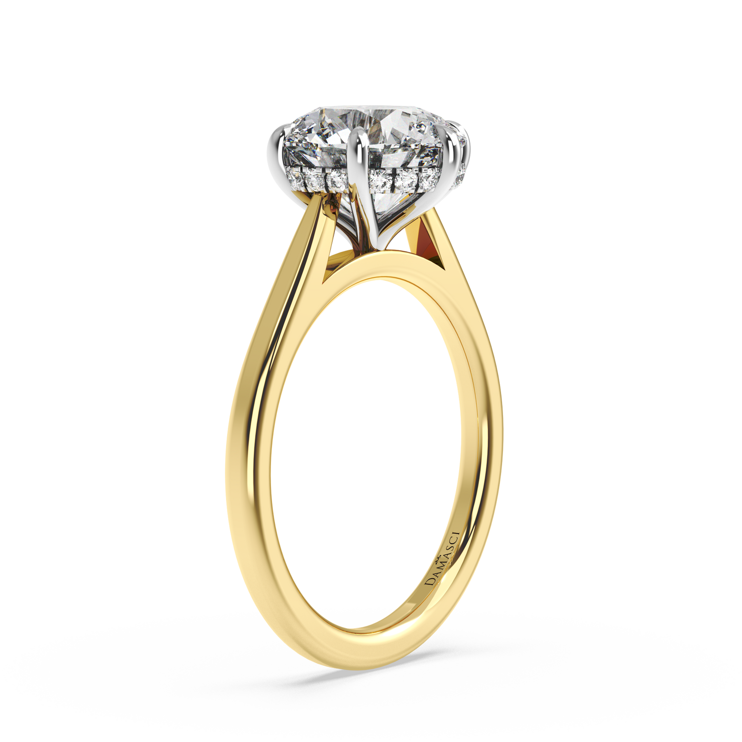 Six-Prong Hidden Halo Cathedral Ring - Round