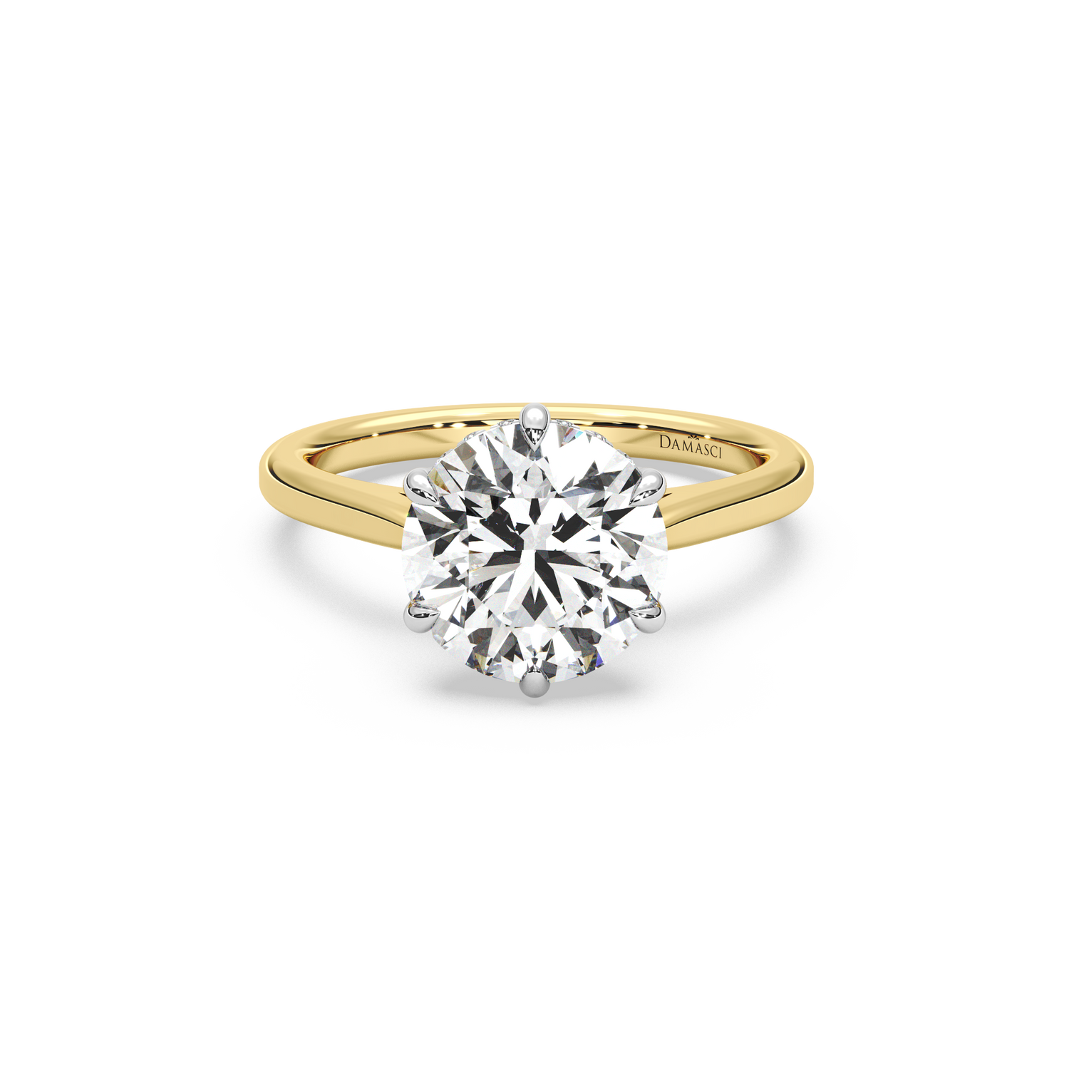 Six-Prong Hidden Halo Cathedral Ring - Round