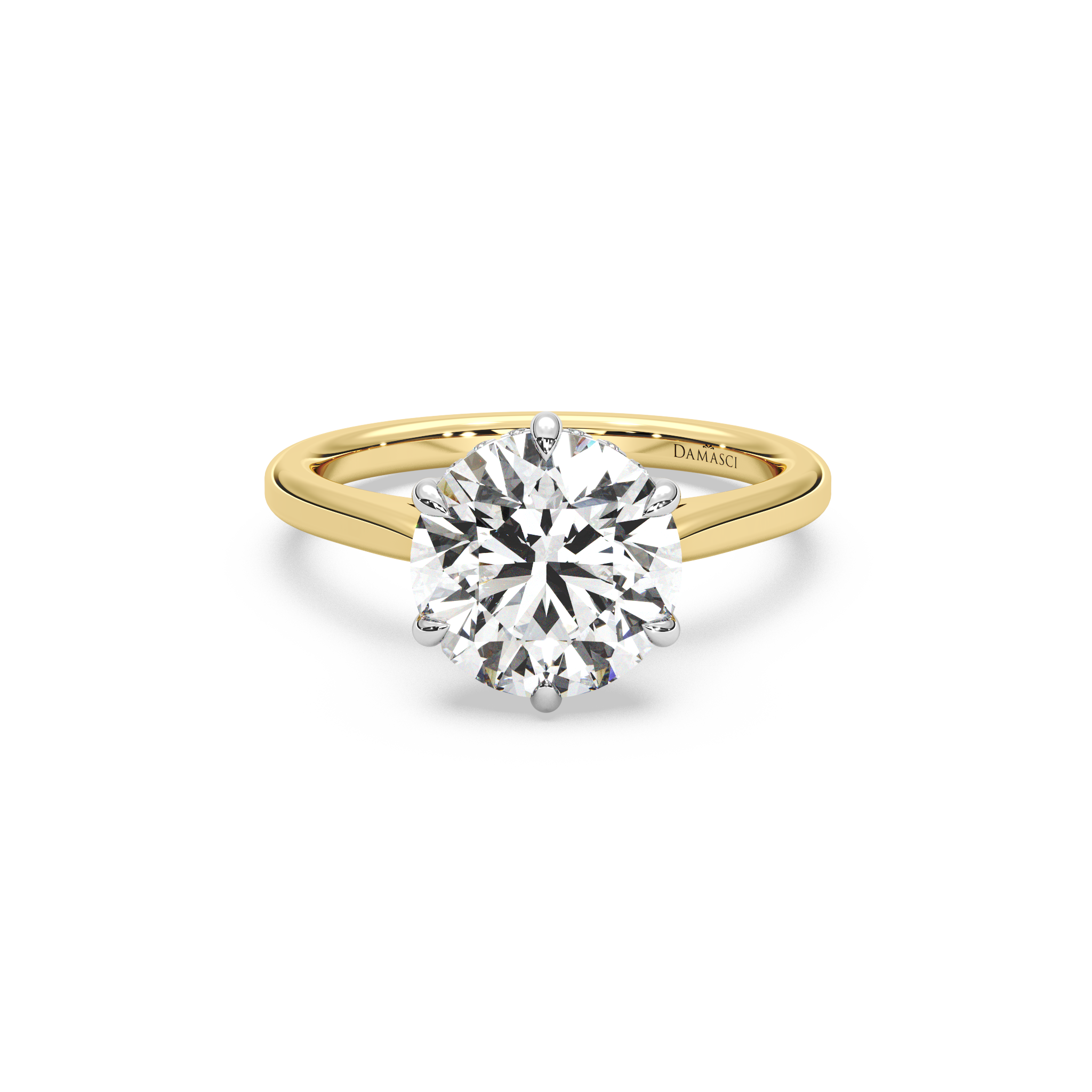 Six-Prong Hidden Halo Cathedral Ring - Round