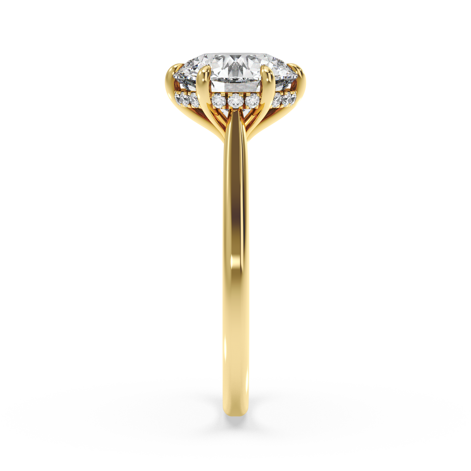 Six-Prong Hidden Halo Cathedral Ring - Round