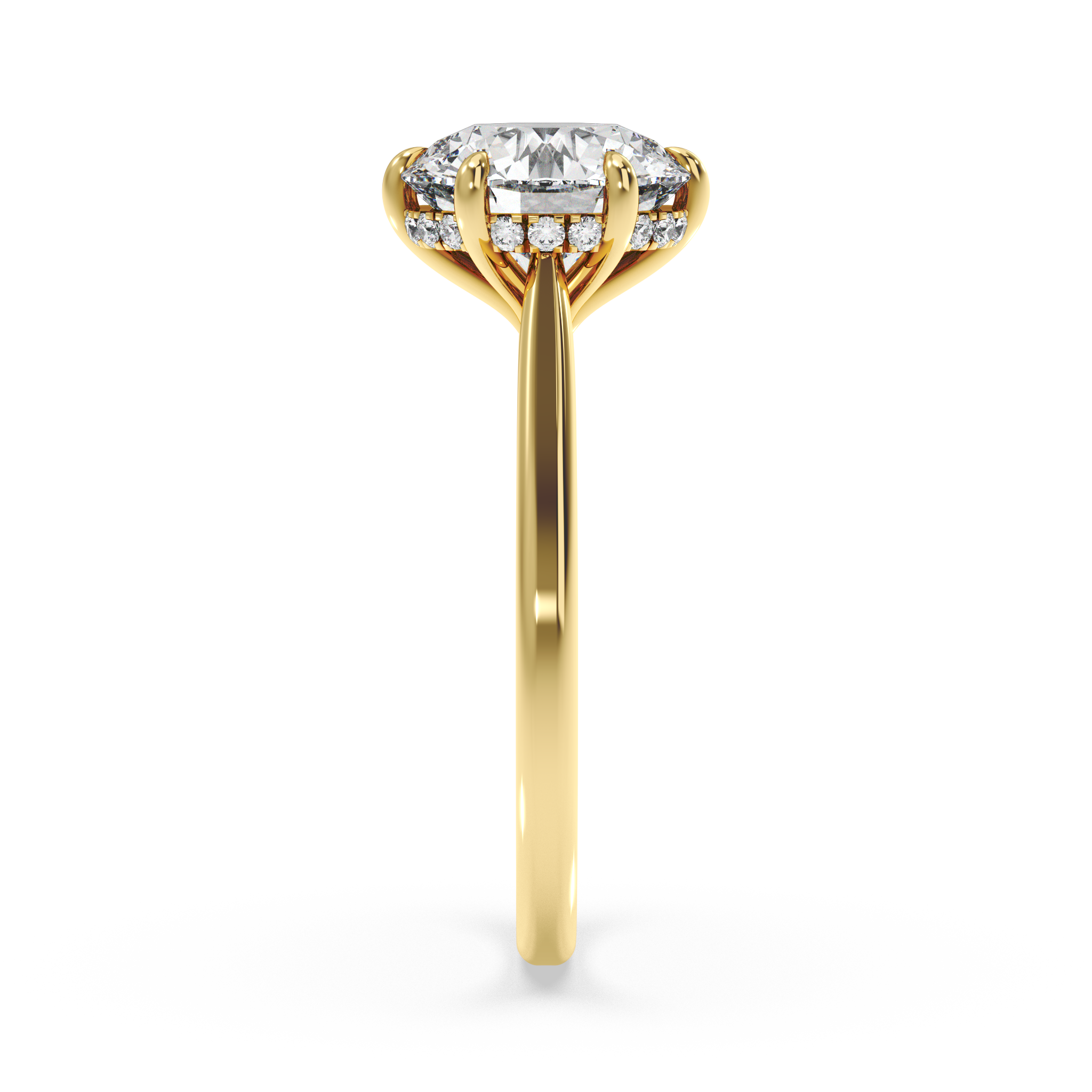 Six-Prong Hidden Halo Cathedral Ring - Round