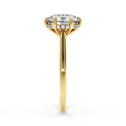 Six-Prong Hidden Halo Cathedral Ring - Round