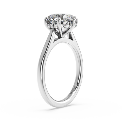 Six-Prong Hidden Halo Cathedral Ring - Round