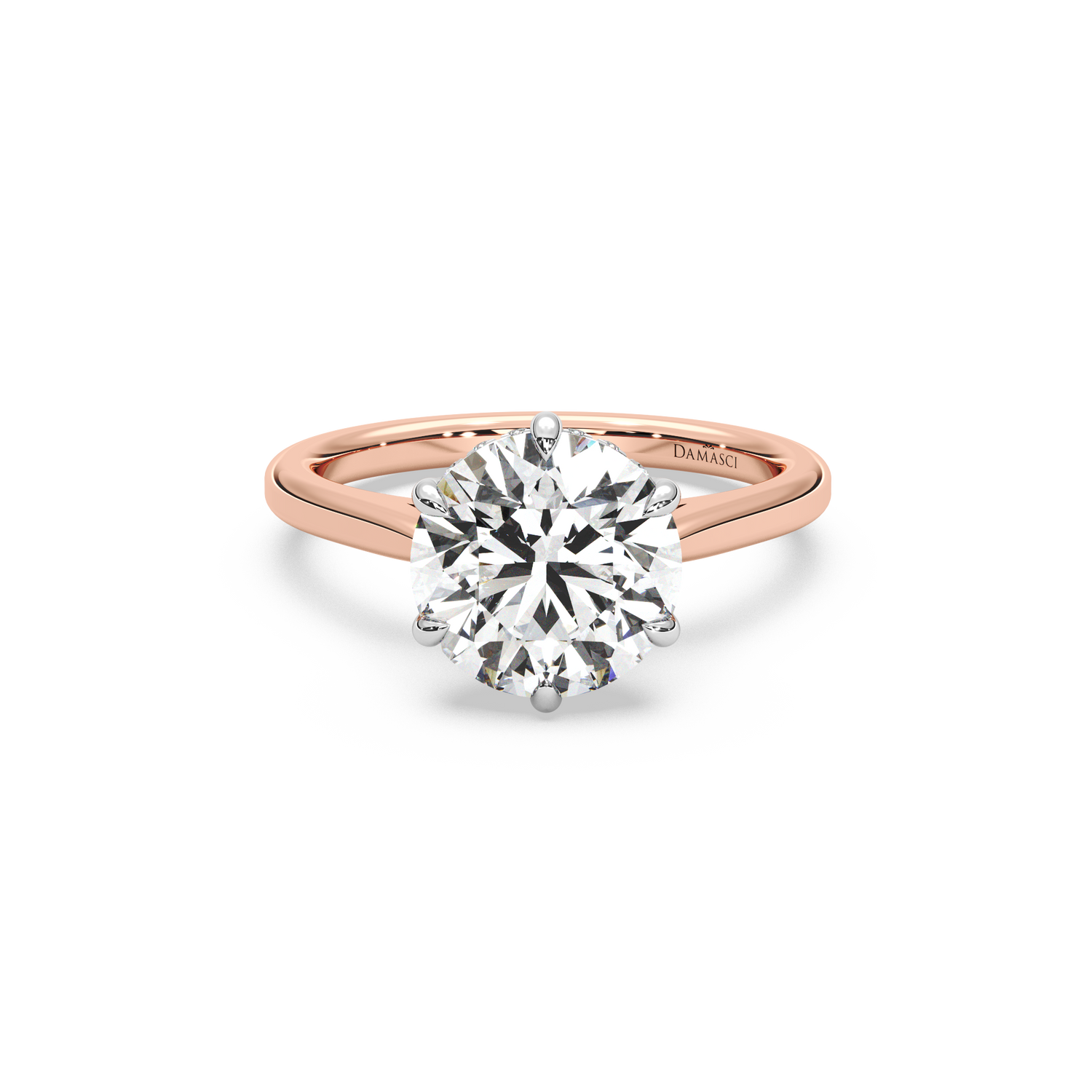 Six-Prong Hidden Halo Cathedral Ring - Round