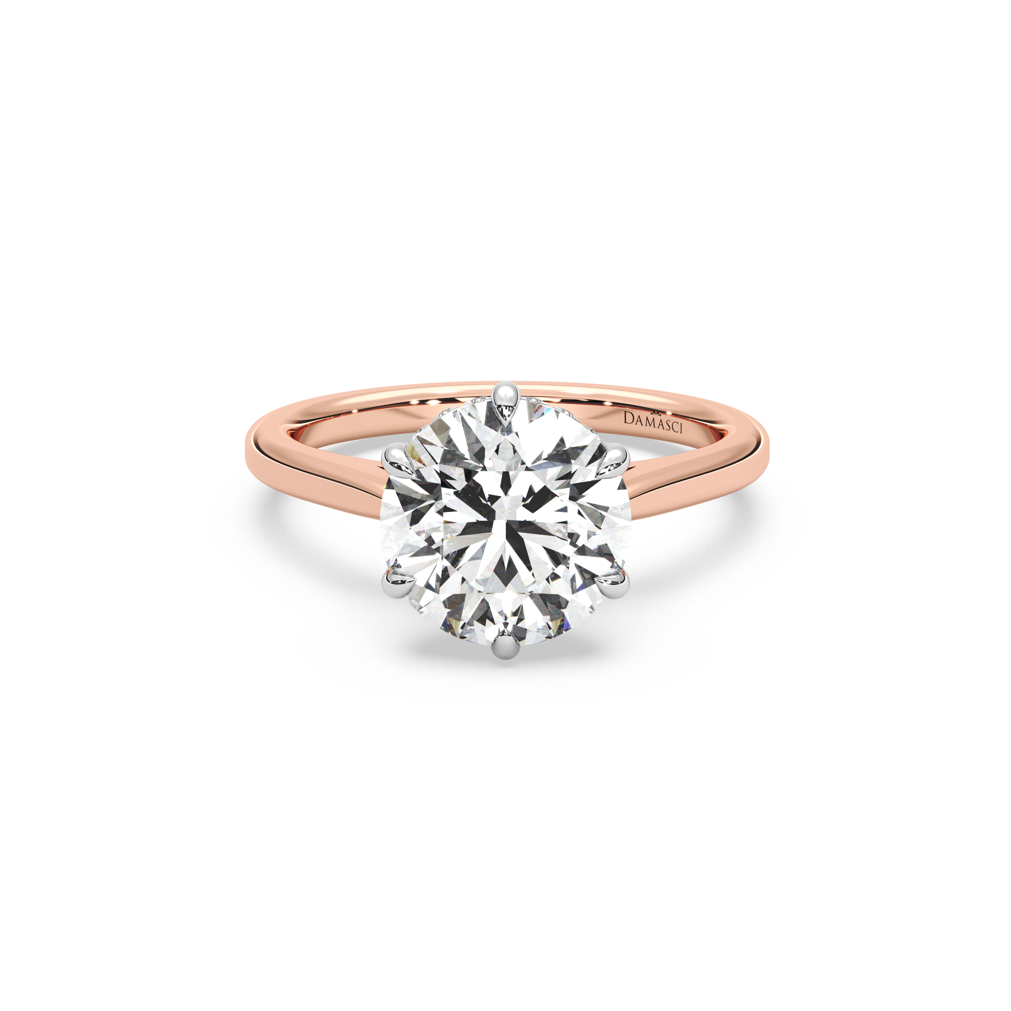 Six-Prong Hidden Halo Cathedral Ring - Round