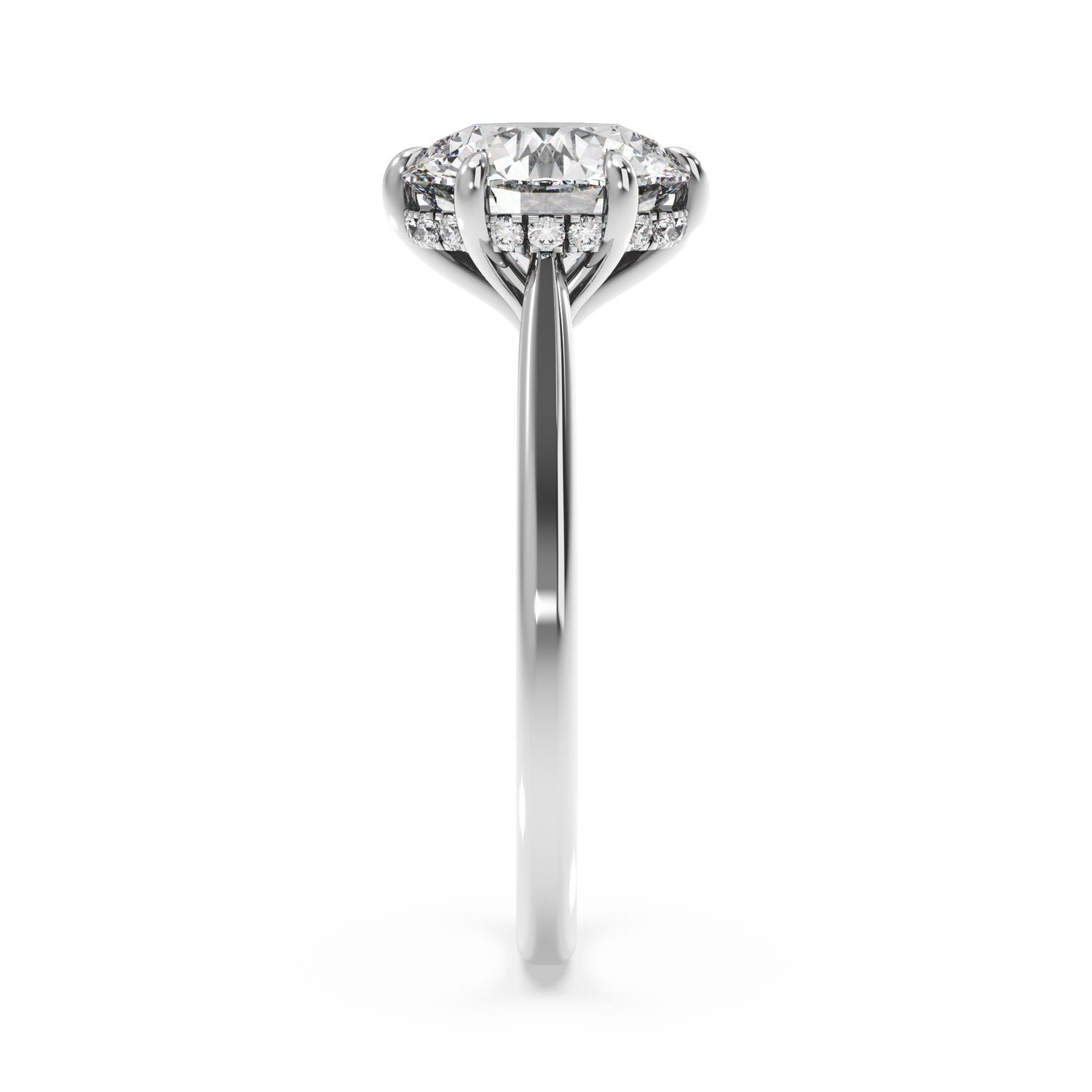 Six-Prong Hidden Halo Cathedral Ring - Round