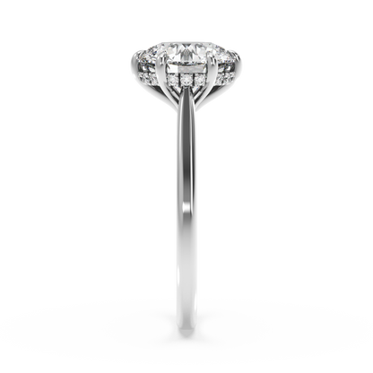 Six-Prong Hidden Halo Cathedral Ring - Round