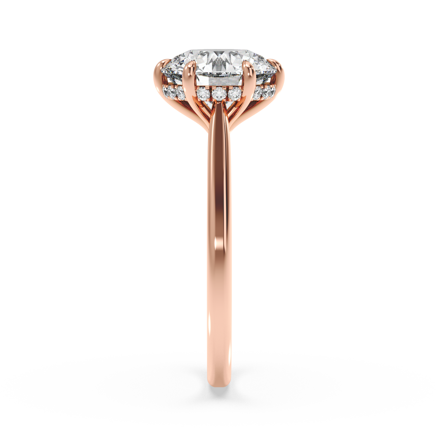 Six-Prong Hidden Halo Cathedral Ring - Round