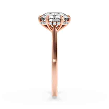 Six-Prong Hidden Halo Cathedral Ring - Round