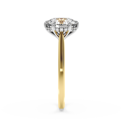 Six-Prong Hidden Halo Cathedral Ring - Round