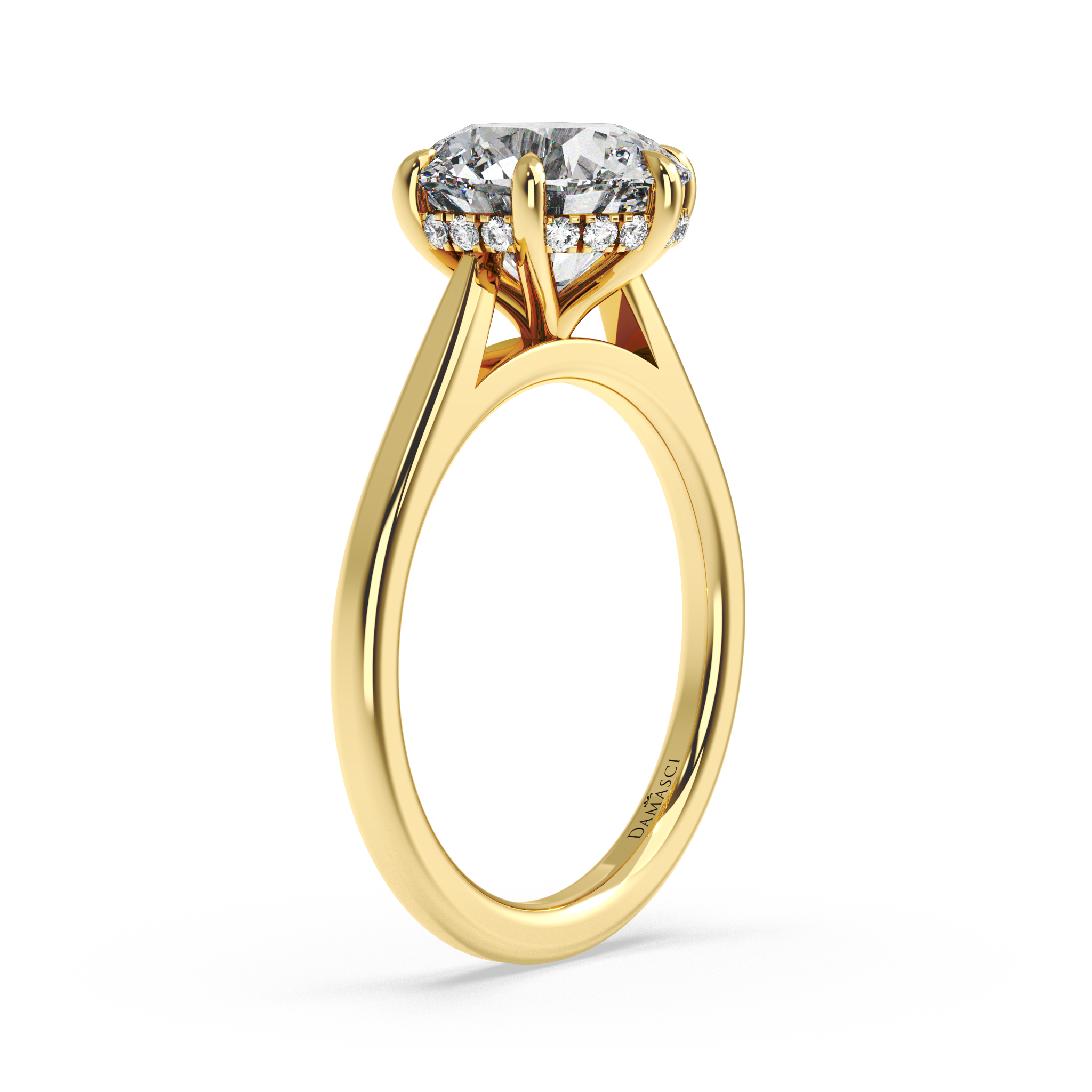 Six-Prong Hidden Halo Cathedral Ring - Round