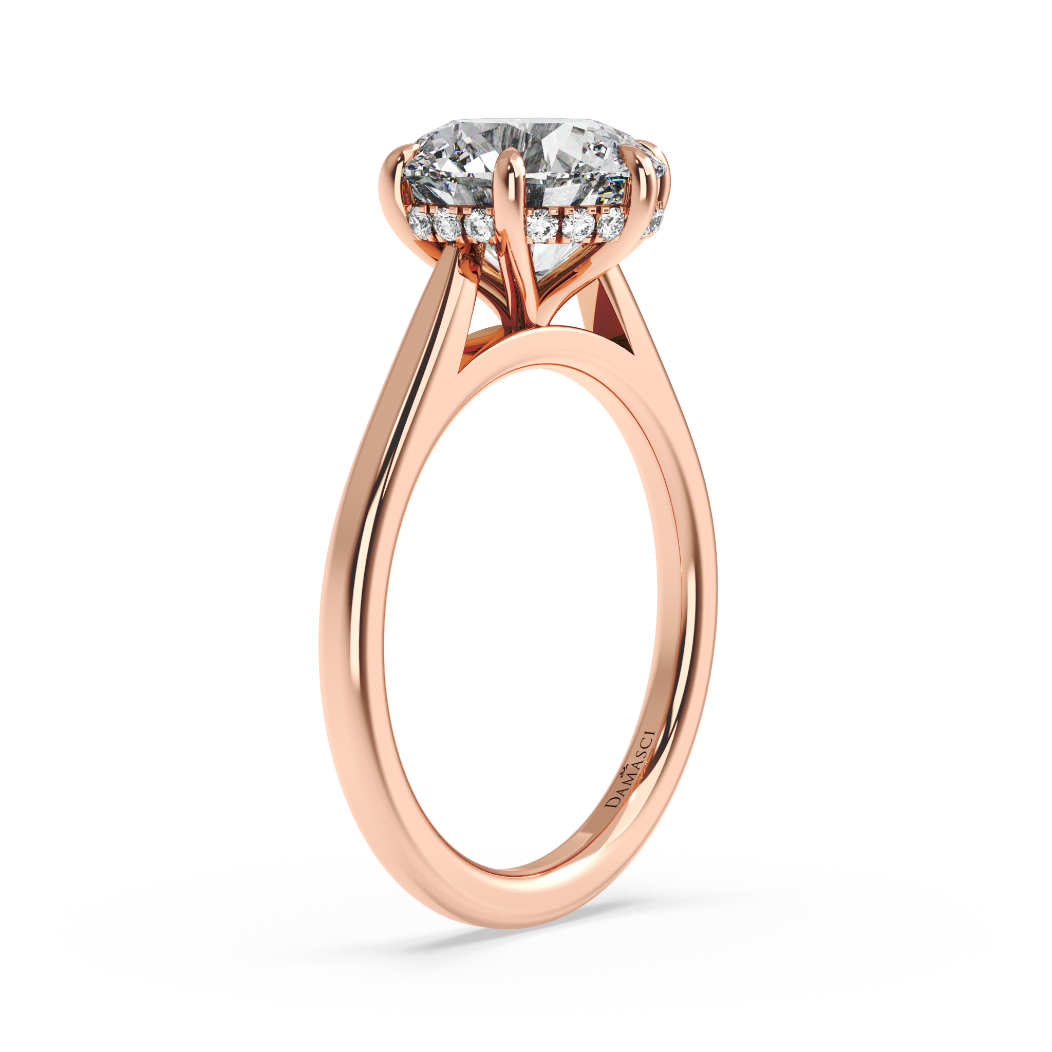 Six-Prong Hidden Halo Cathedral Ring - Round